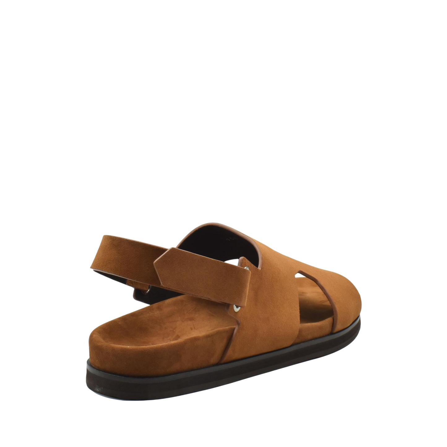 Brown suede open-toe sandal with adjustable strap from Amorti Sangle footwear collection