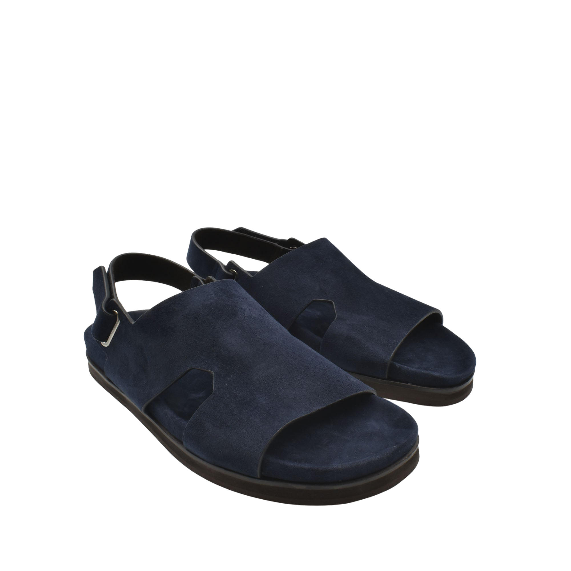 Navy blue Amorti Sangle footwear with open toe and adjustable back strap in a private collection