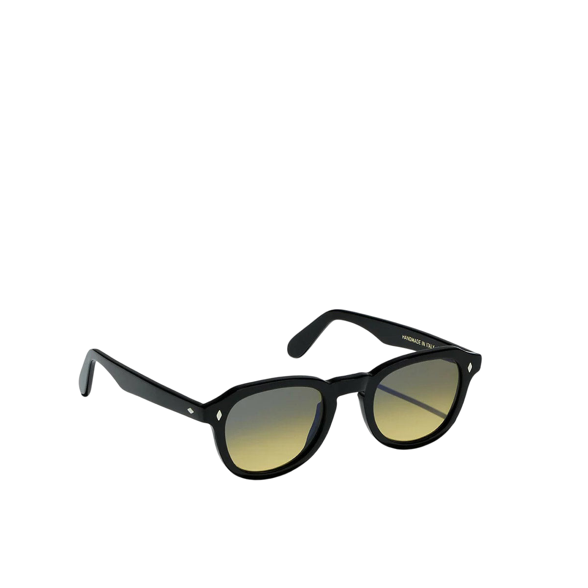 Black round frame sunglasses with gradient lenses from Private Collection on white background