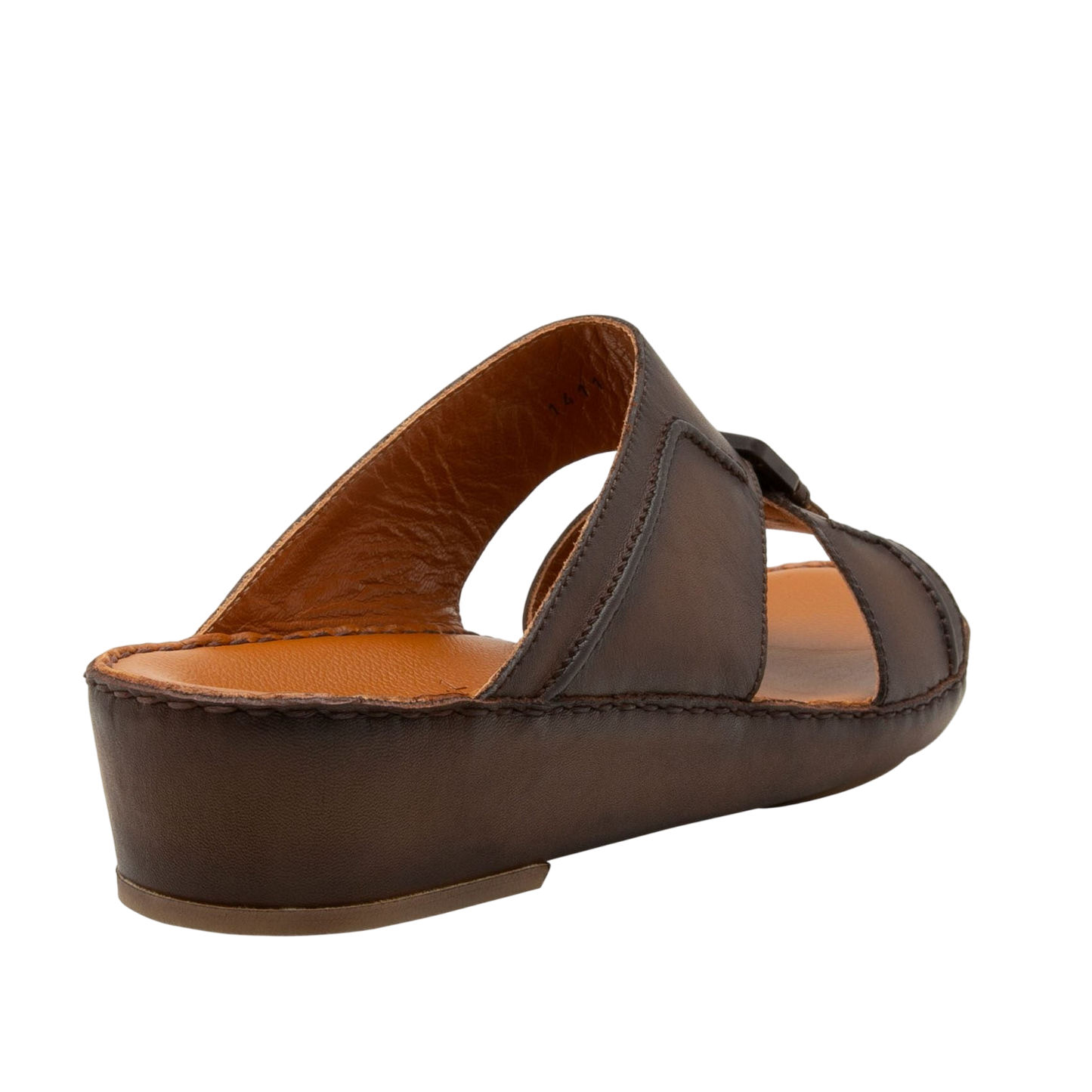 Brown leather luxury casual sandals with open toe and cushioned sole from Private collection