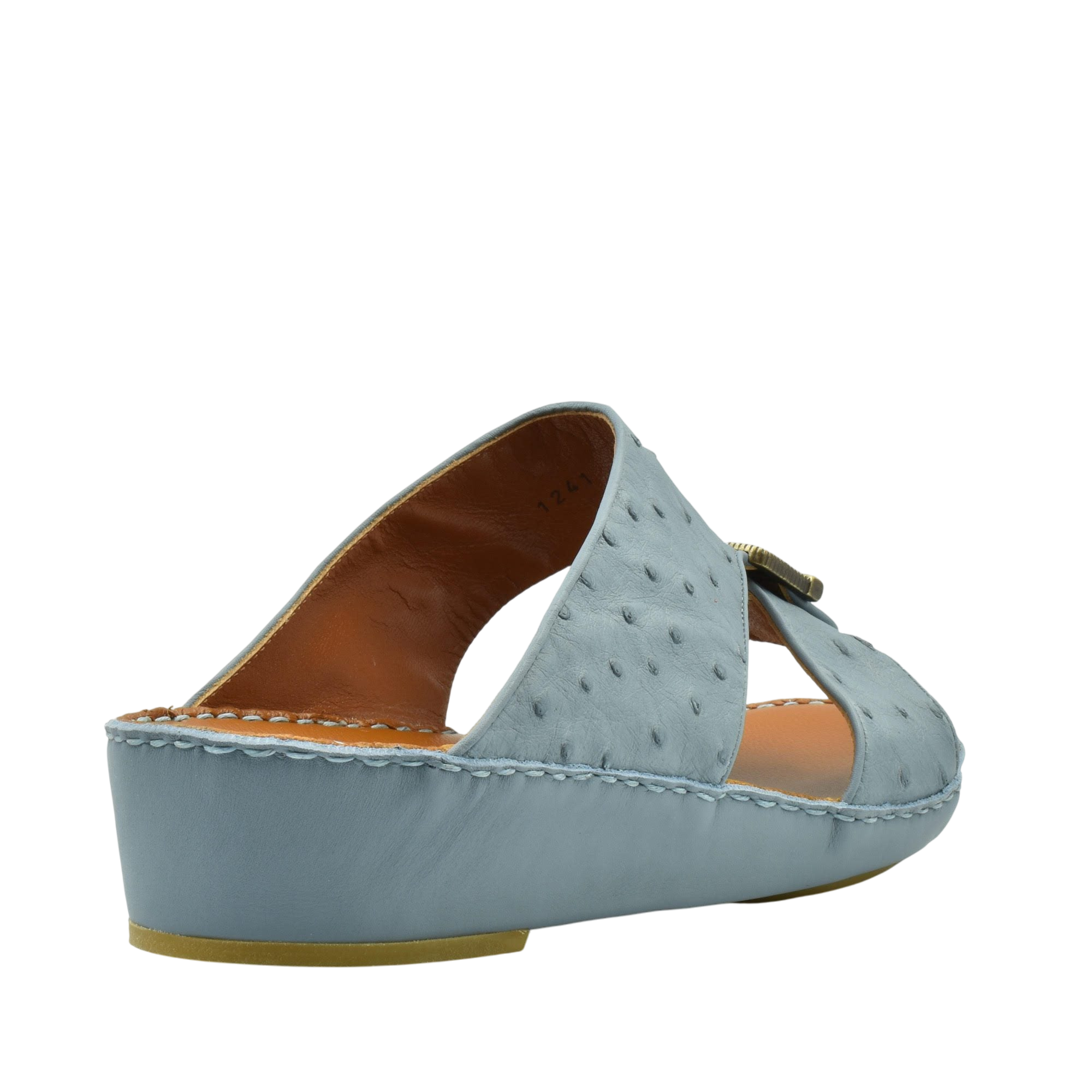 Blue luxury leather sandals with textured upper and cushioned sole from Private Collection