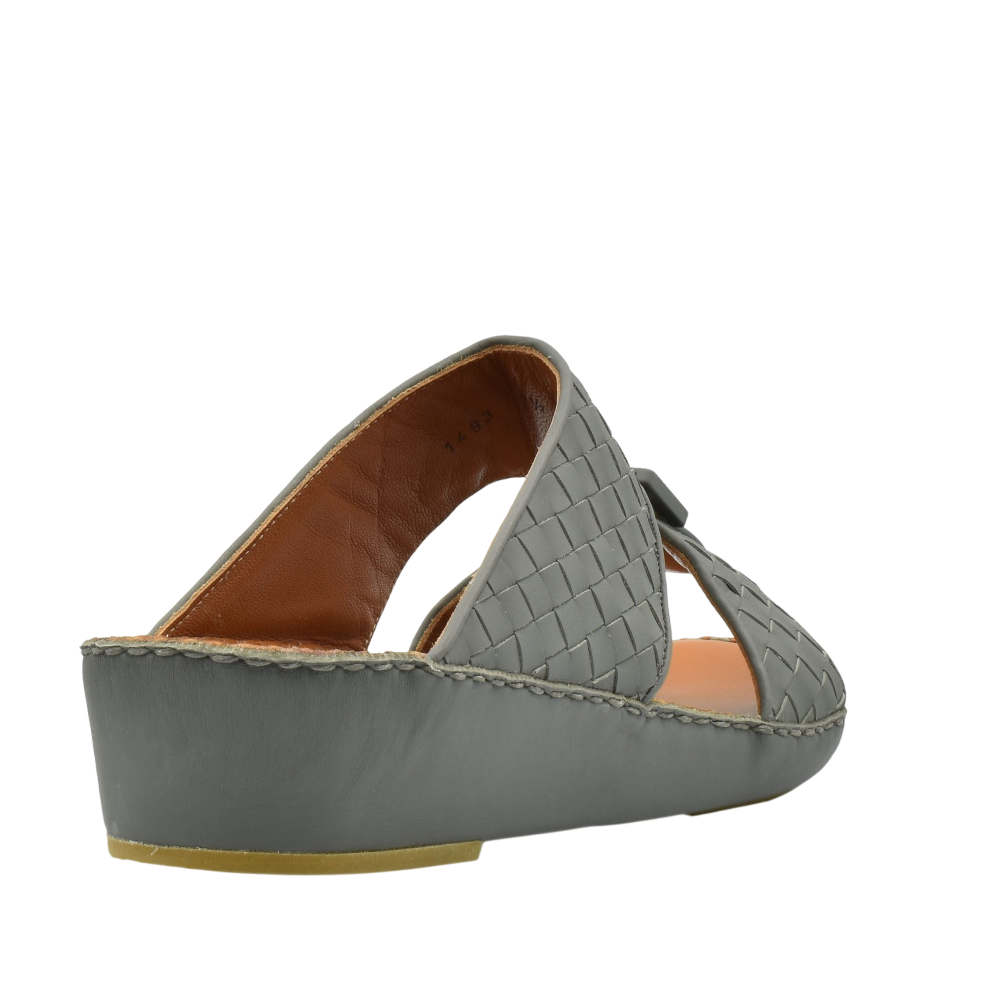 Gray casual rubber calf sandals with woven upper and wedge sole from Private collection