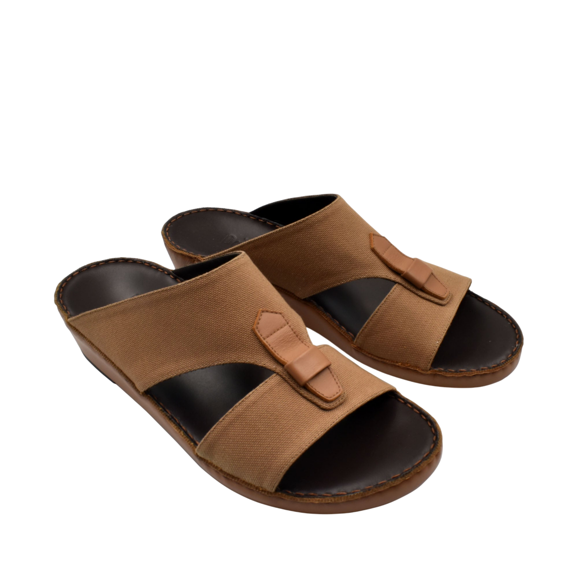 Brown casual wedge sandals with open toe and comfortable fabric straps for everyday wear