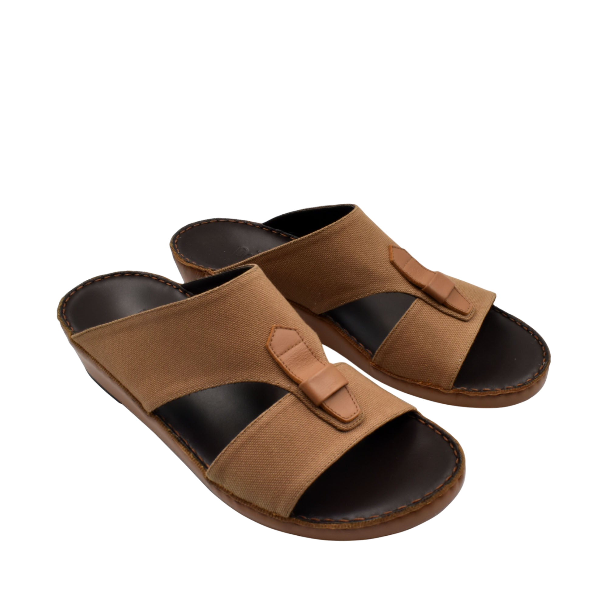 Brown casual wedge sandals with open toe and comfortable fabric straps for everyday wear