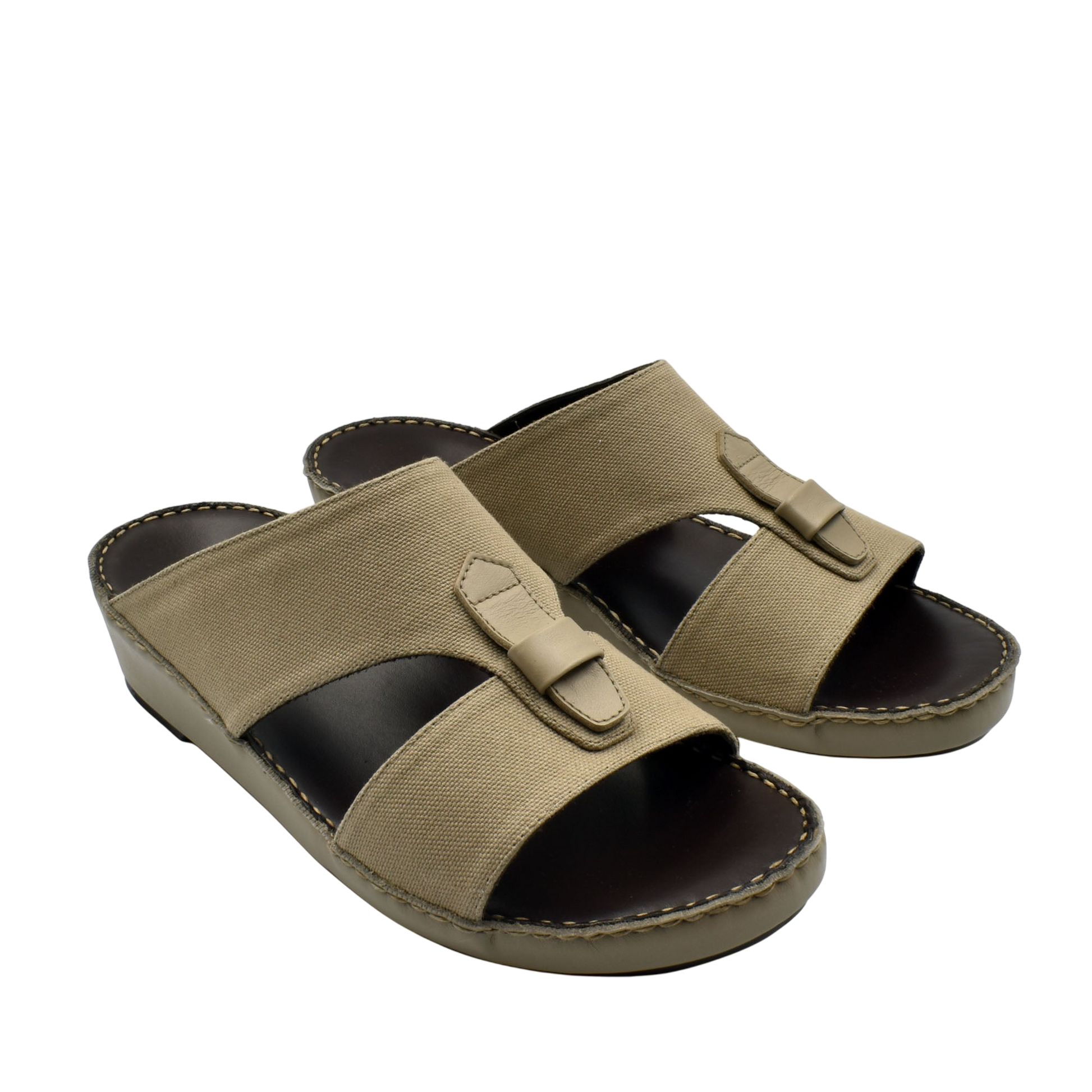 Beige casual wedge sandals with open toe and fabric straps for comfortable everyday wear