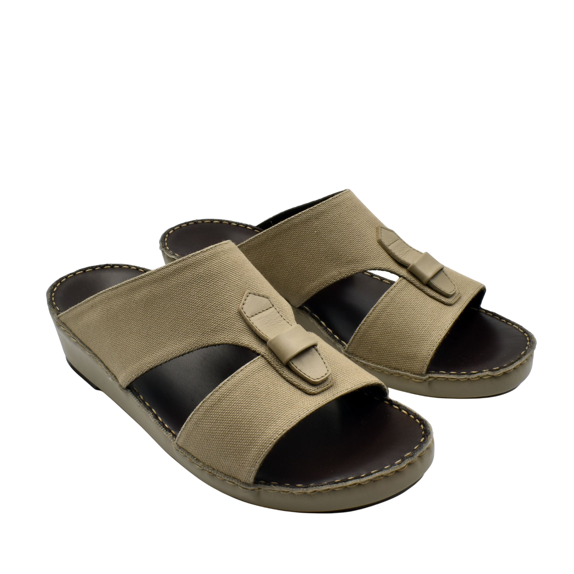 Beige casual wedge sandals with open toe and fabric straps for comfortable everyday wear