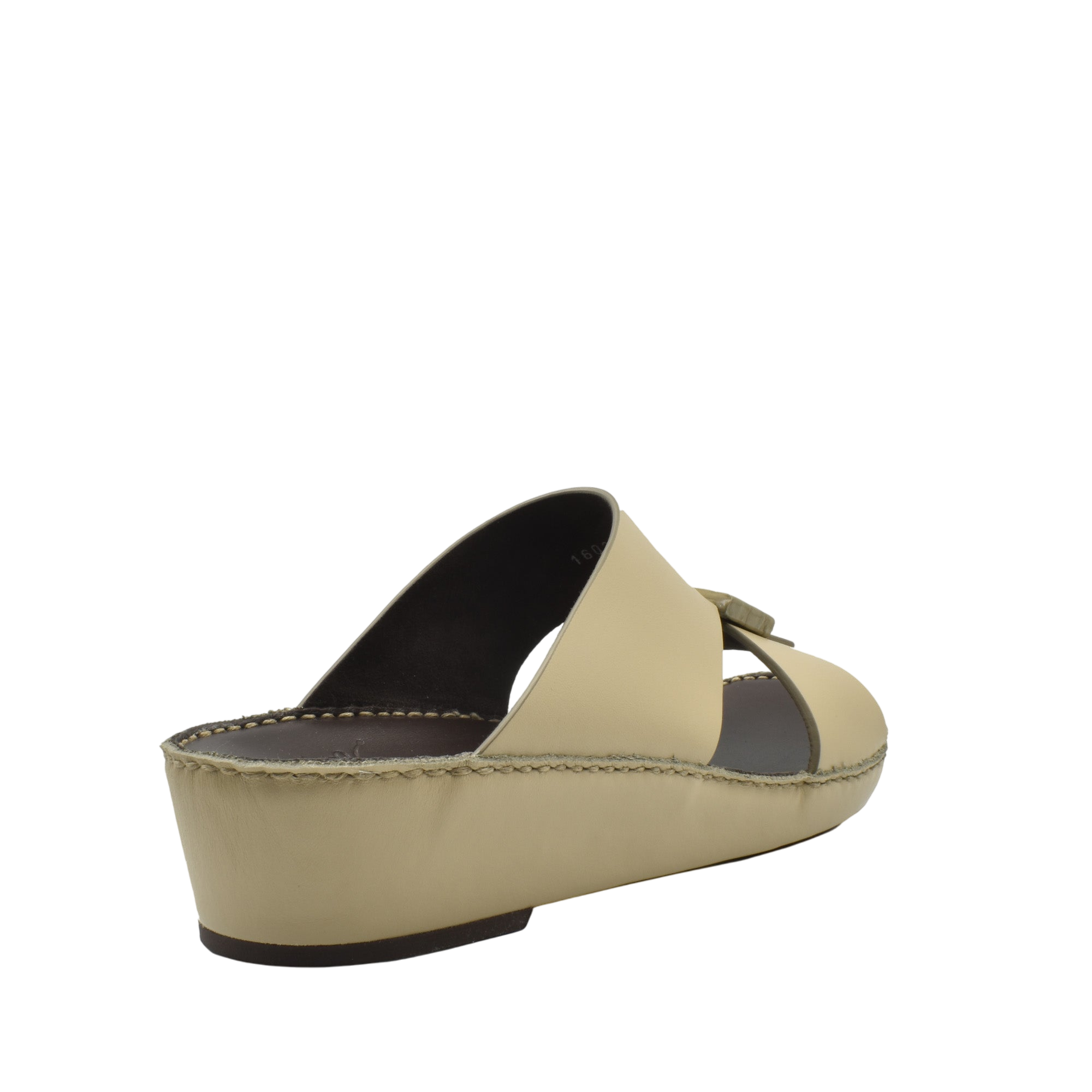Beige Cerchio buckle sandals with low wedge heel and open toe from Private collection