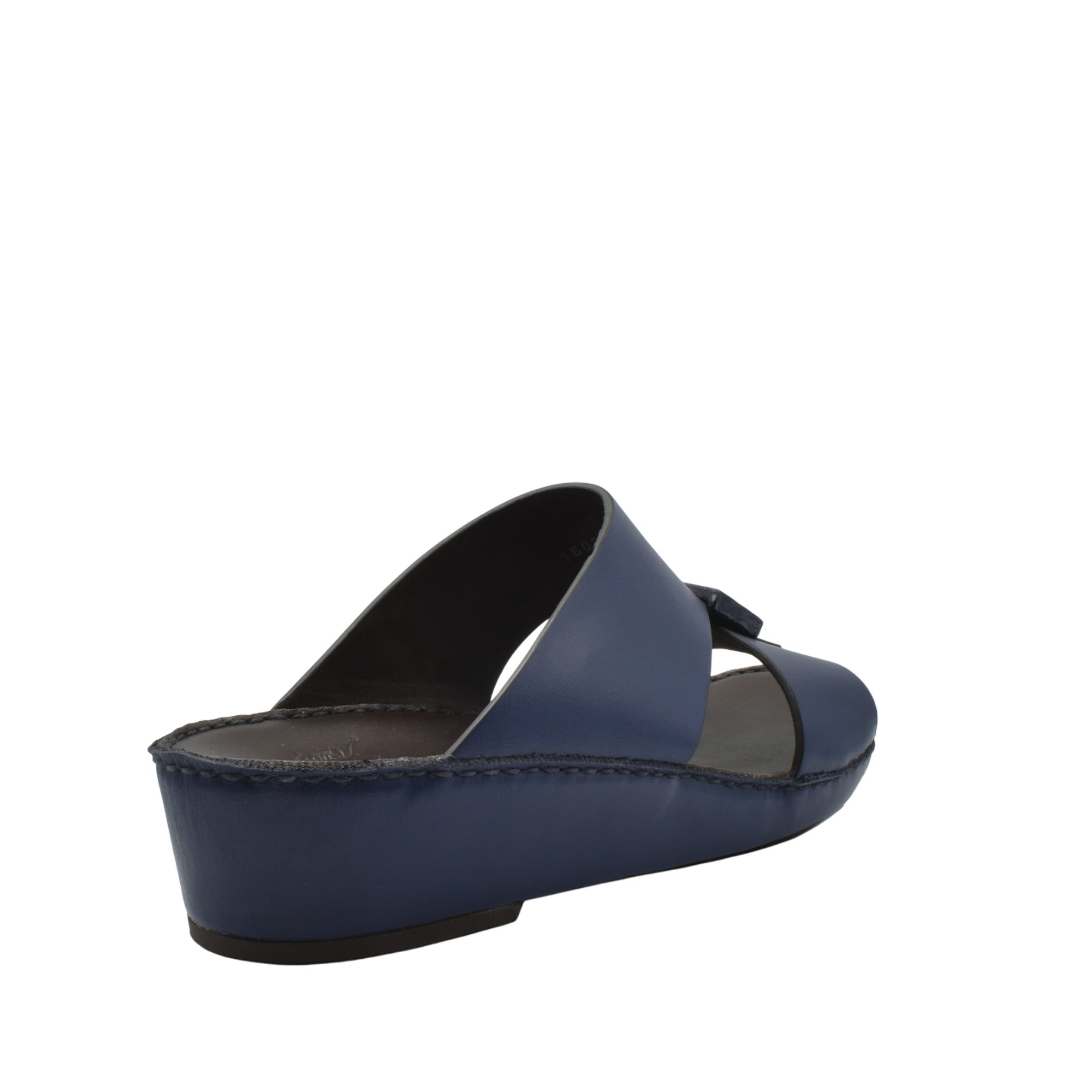 Navy blue Cerchio buckle sandals with wedge sole and open toe design from Private collection