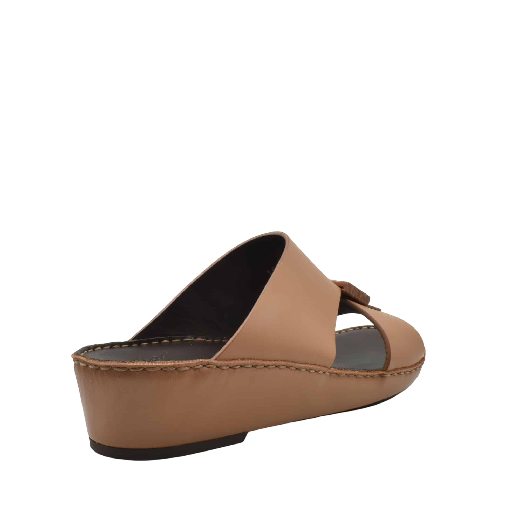 Tan Cerchio buckle sandals with wedge heel and open toe design for casual wear