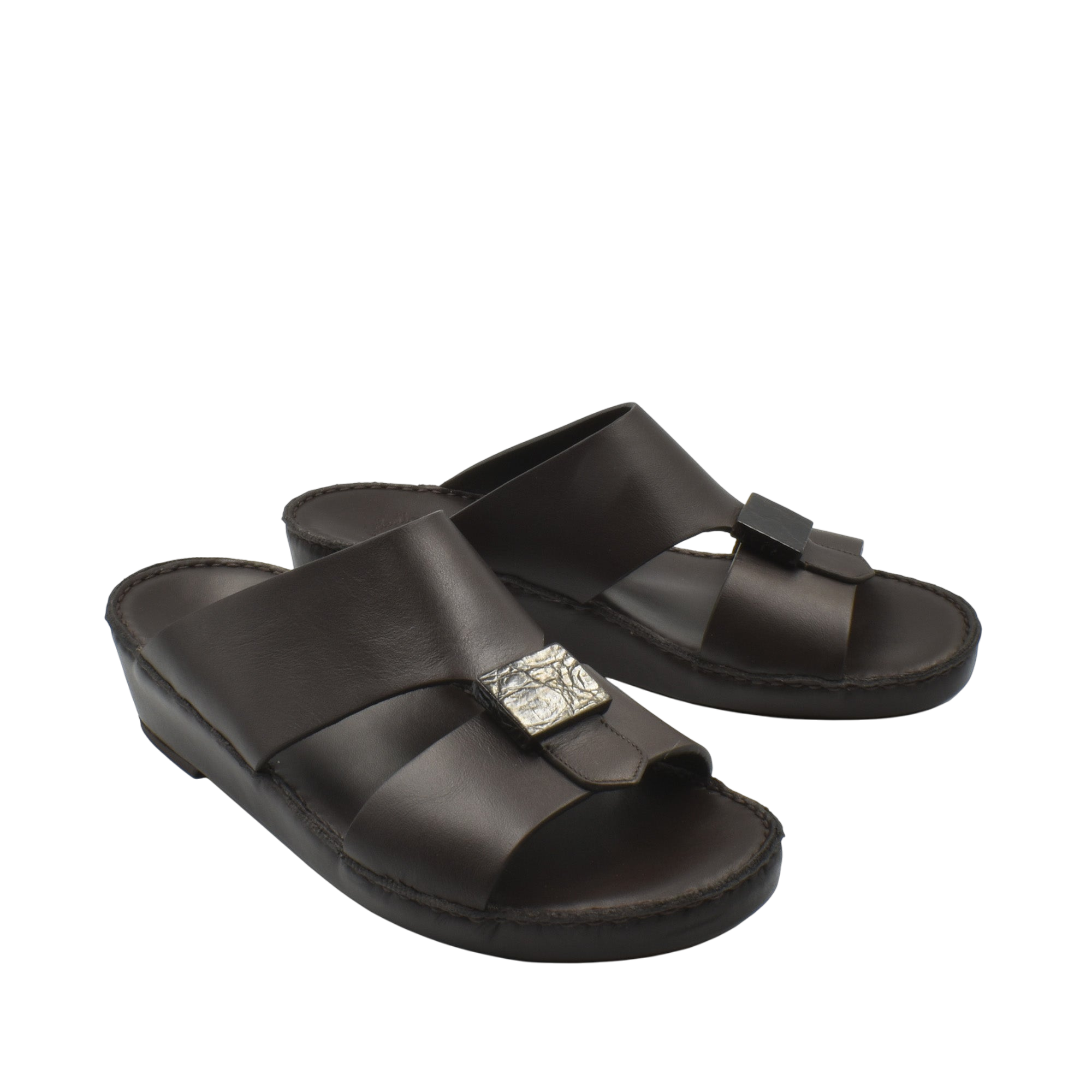 Private collection Cerchio buckle sandals in black leather with adjustable metal buckle detail