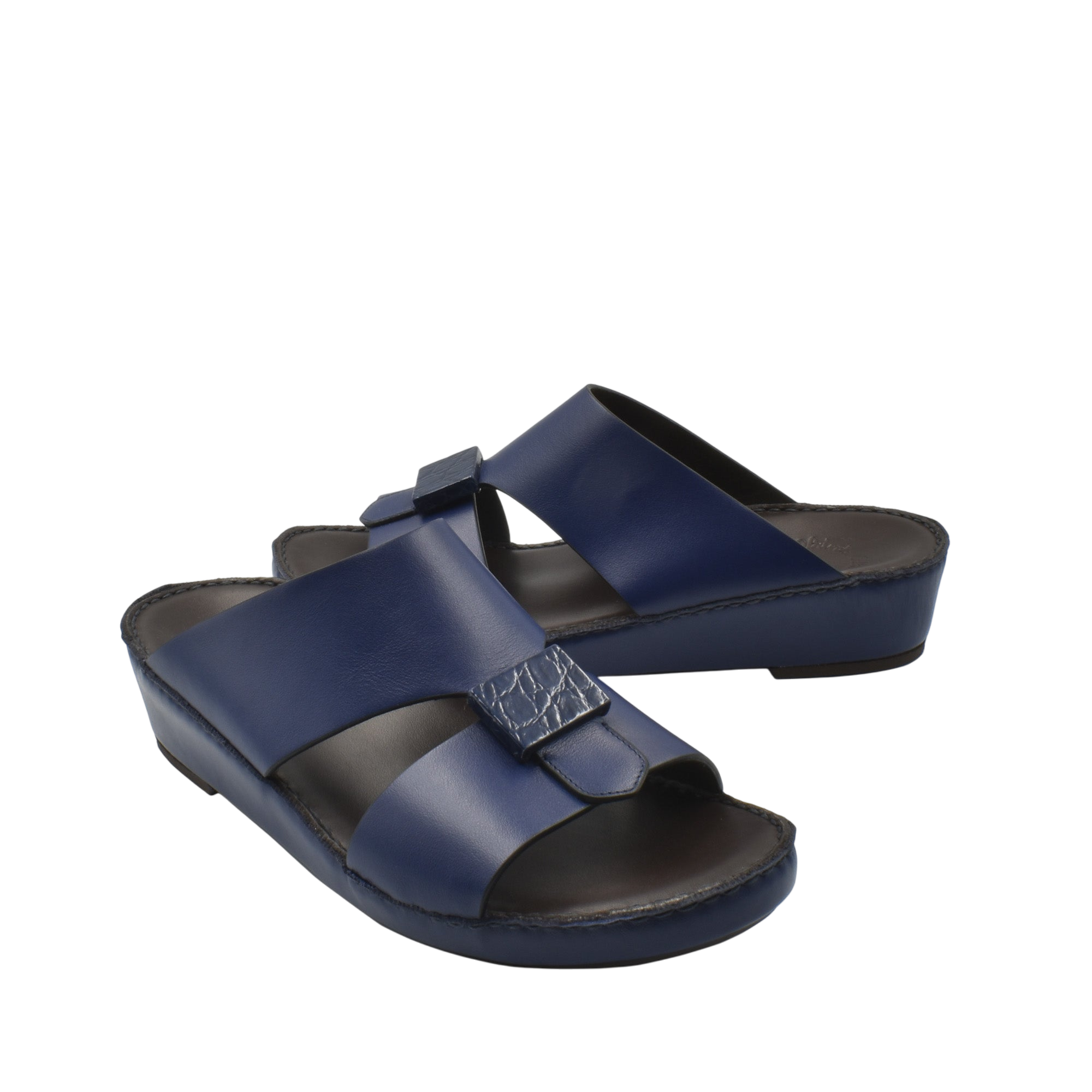 Navy blue Cerchio buckle sandals with wide straps and cushioned soles for comfort