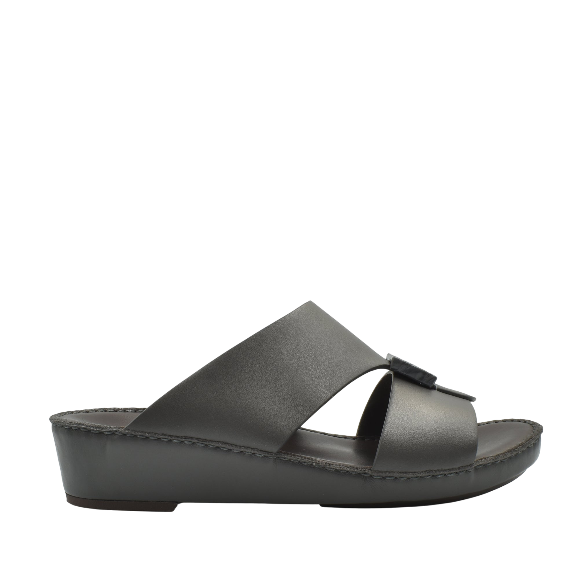 Black Cerchio buckle sandals with wedge sole and wide leather straps from Private collection