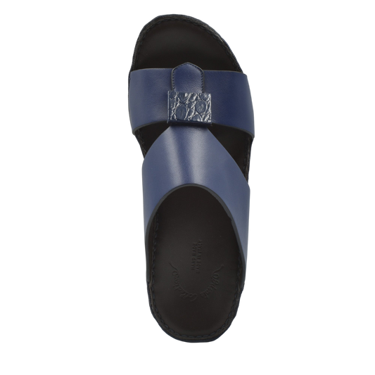 Blue leather Cerchio buckle sandals with black sole from Private Collection