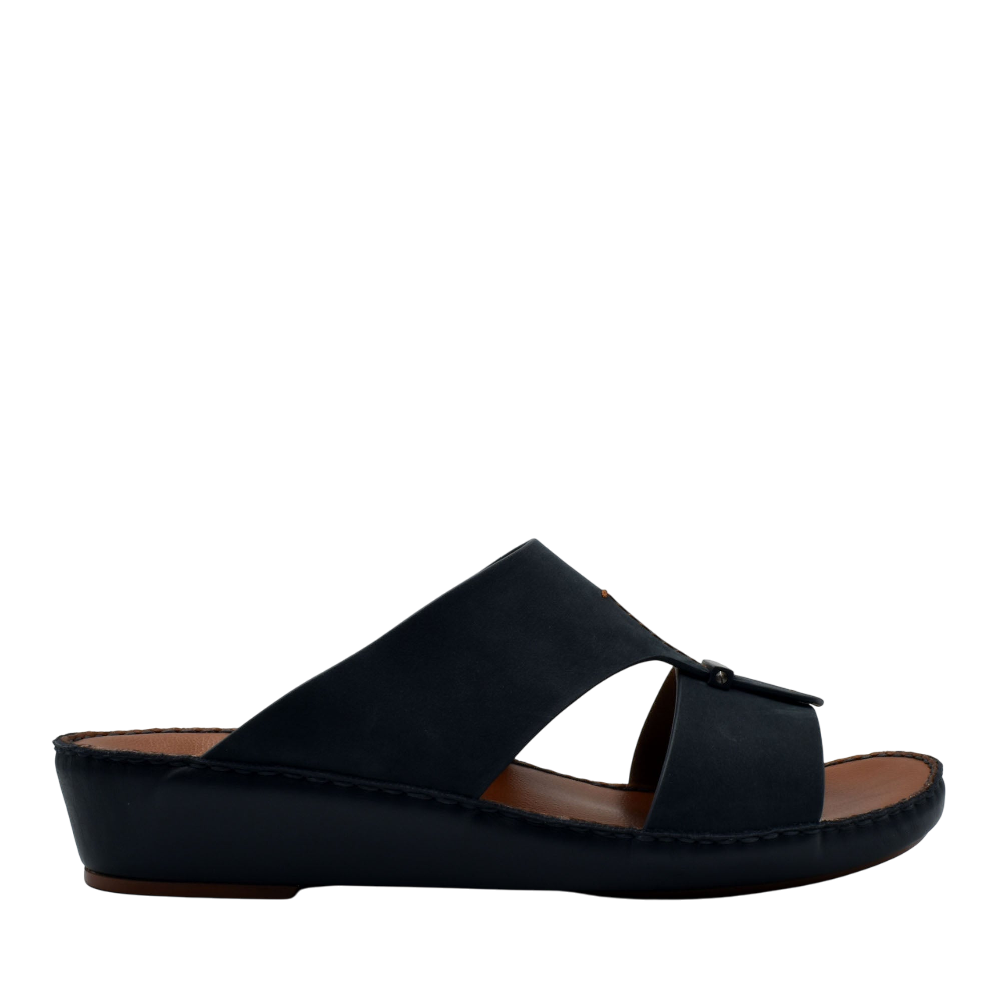 Black slip-on cerchio cucire comfort shoes with open toe and cushioned sole for all-day wear