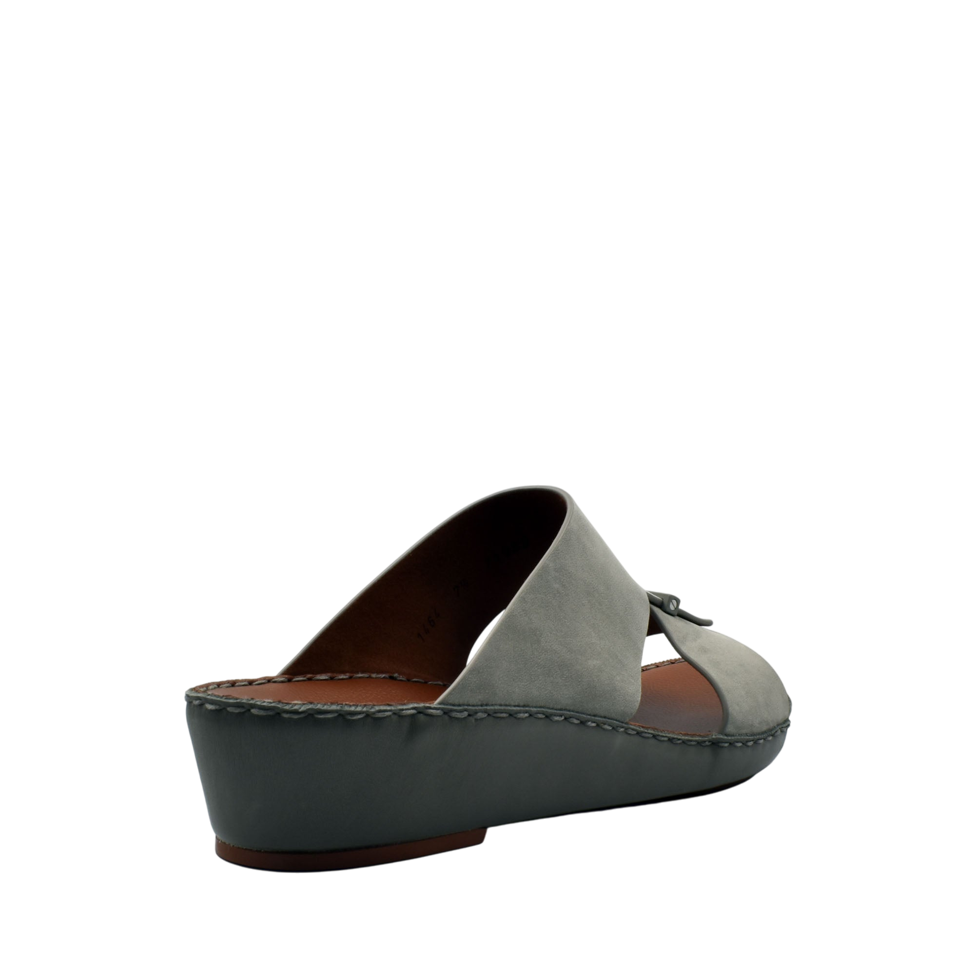 Gray slip-on wedge cerchio cucire comfort shoes with stitched sole and open back design