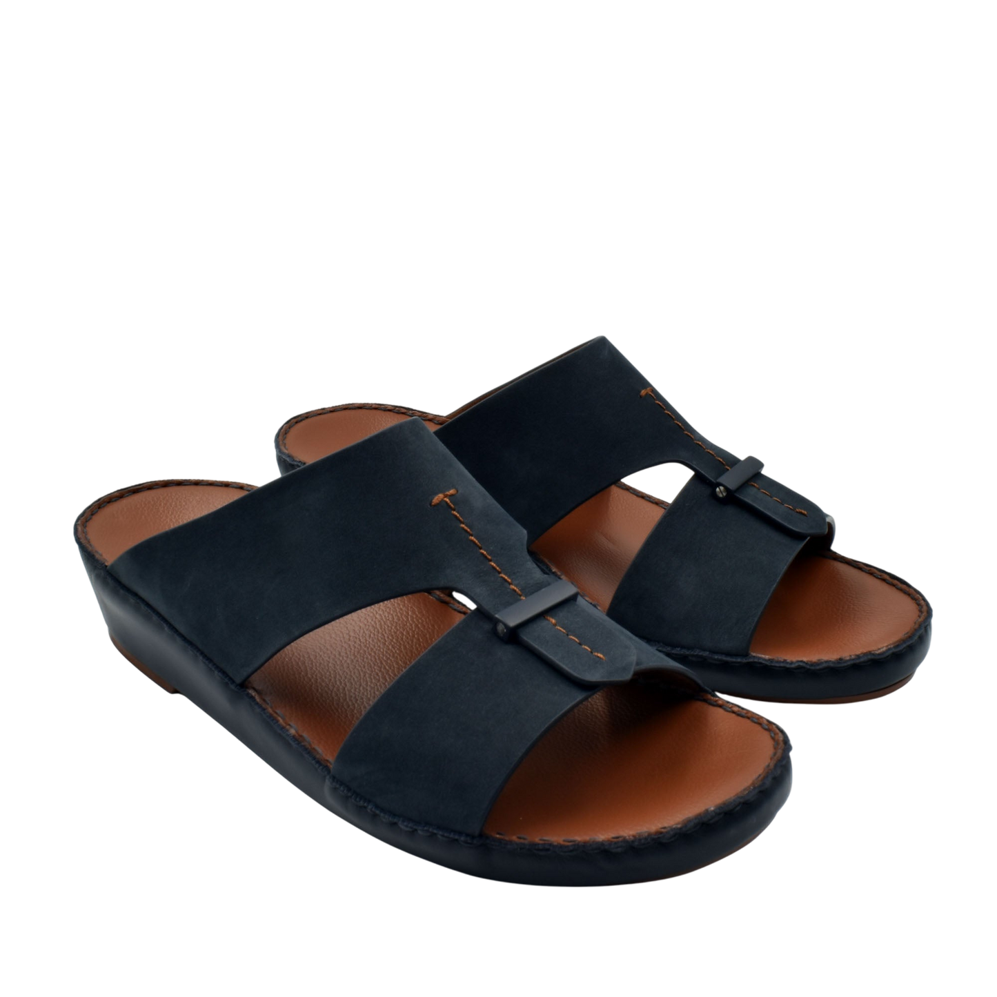 Black cerchio cucire comfort shoes with open toe and cushioned brown insole for casual wear