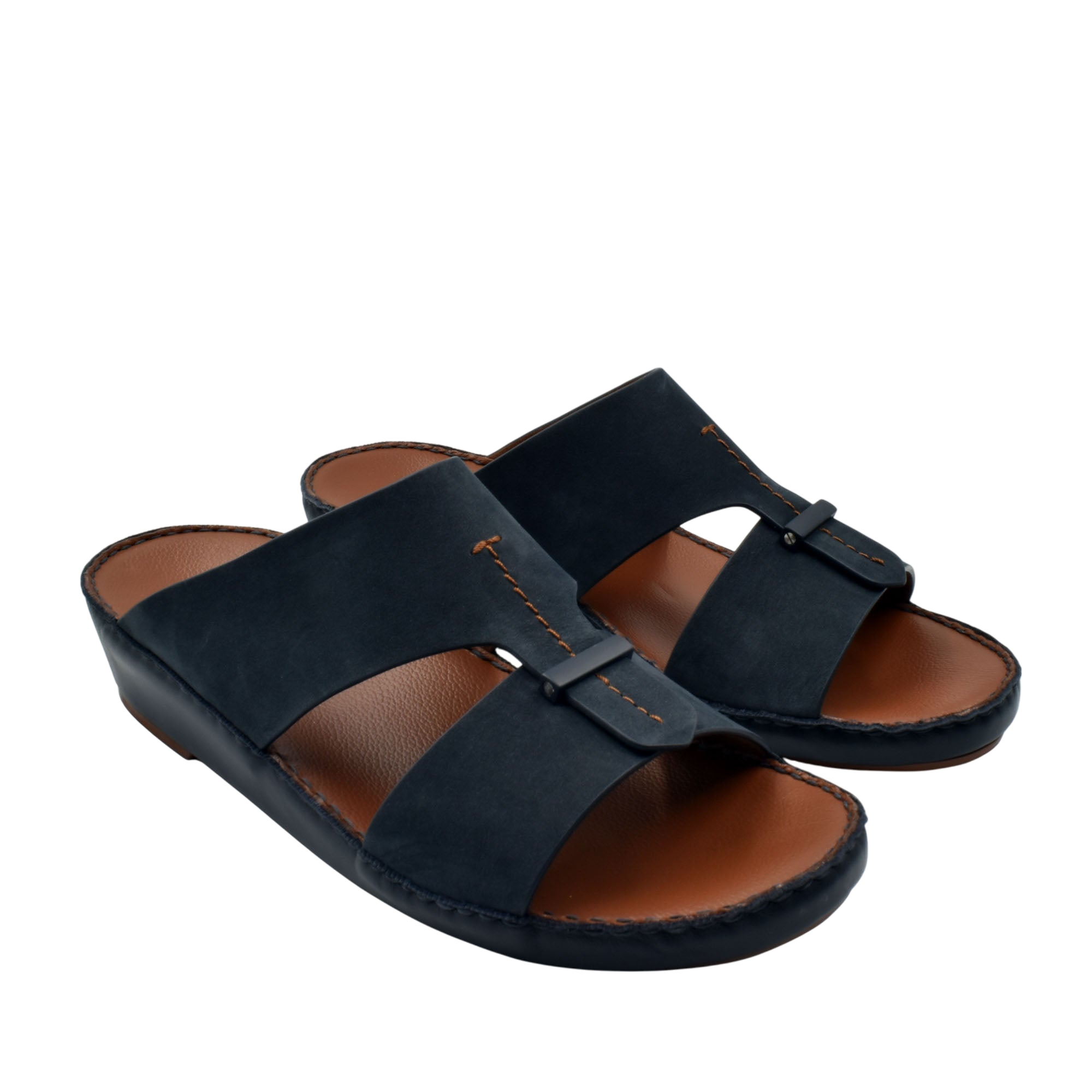 Black cerchio cucire comfort shoes with open toe and cushioned brown insole for casual wear