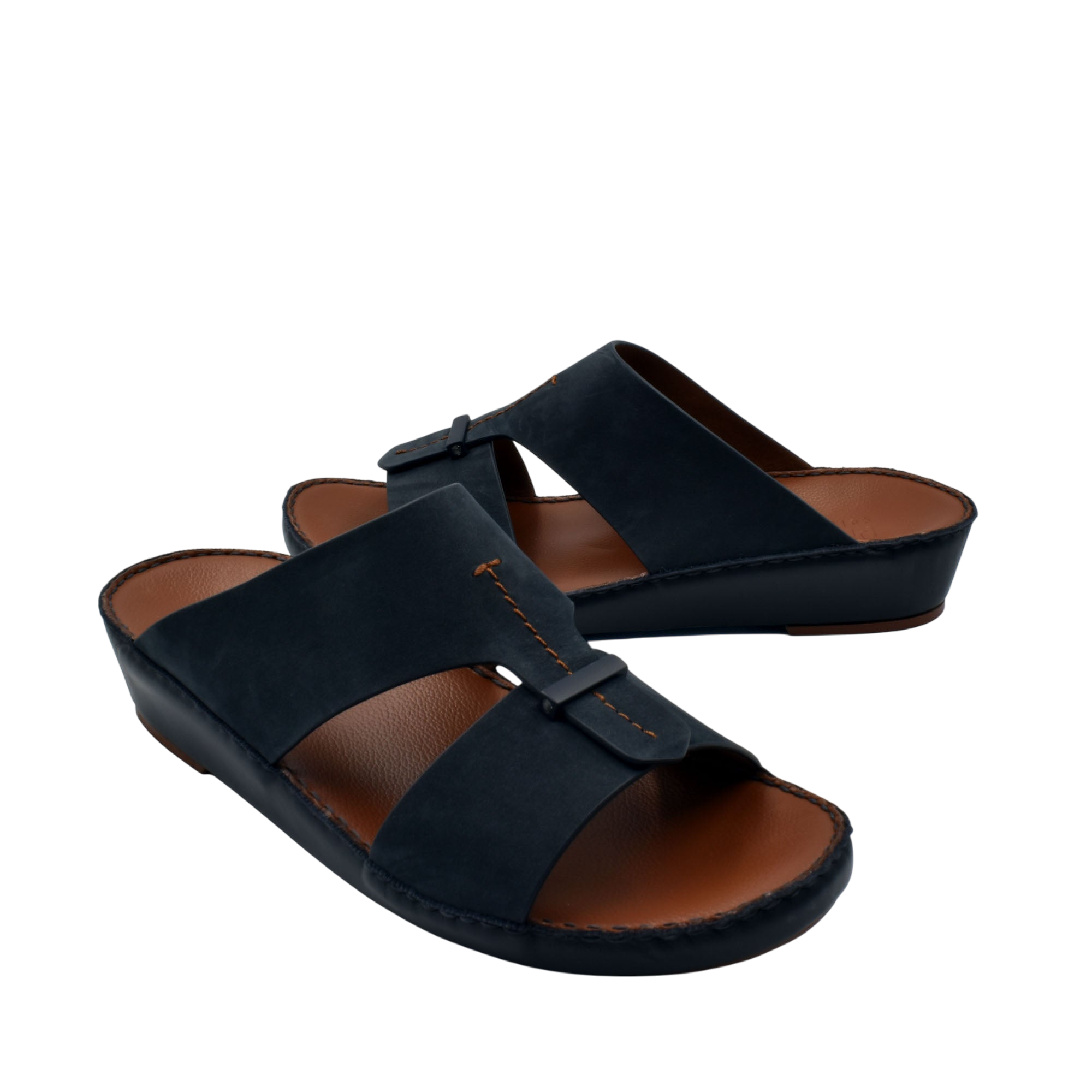 Black cerchio cucire comfort shoes with open toe and adjustable strap for casual wear