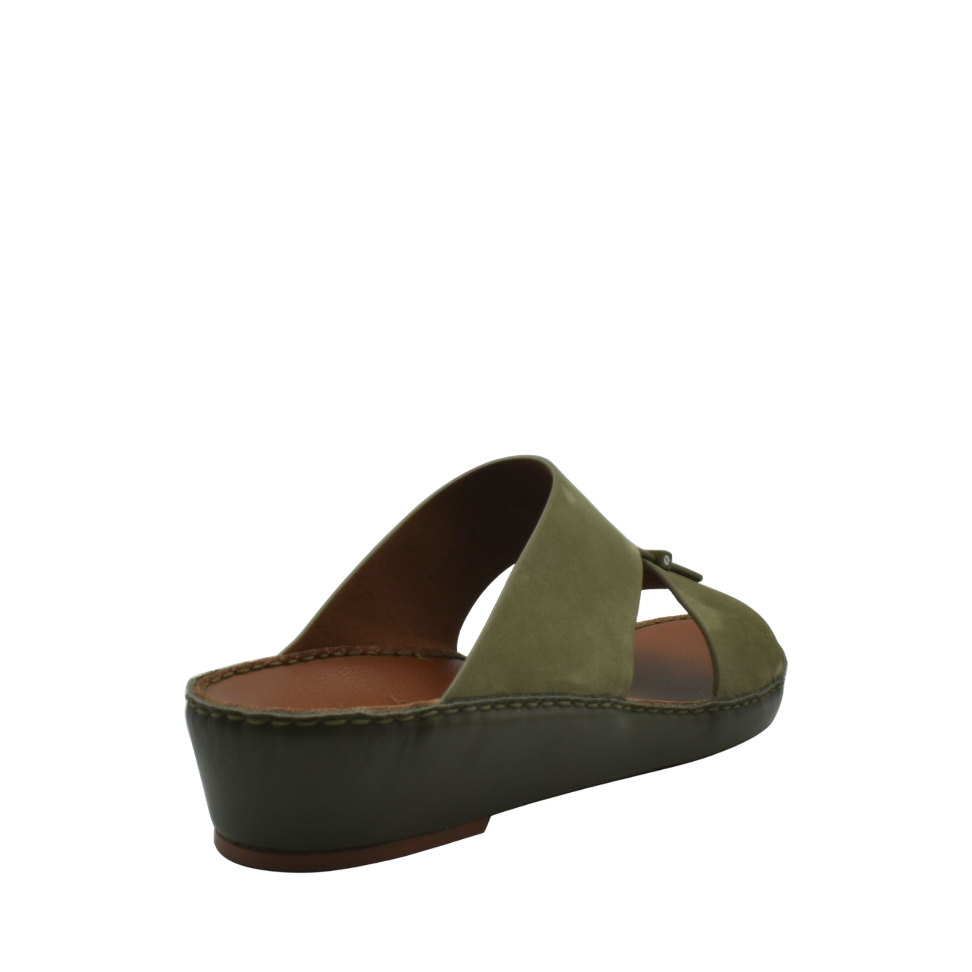 Olive green cerchio cucire comfort shoes slip-on sandal with a cushioned sole and open toe design