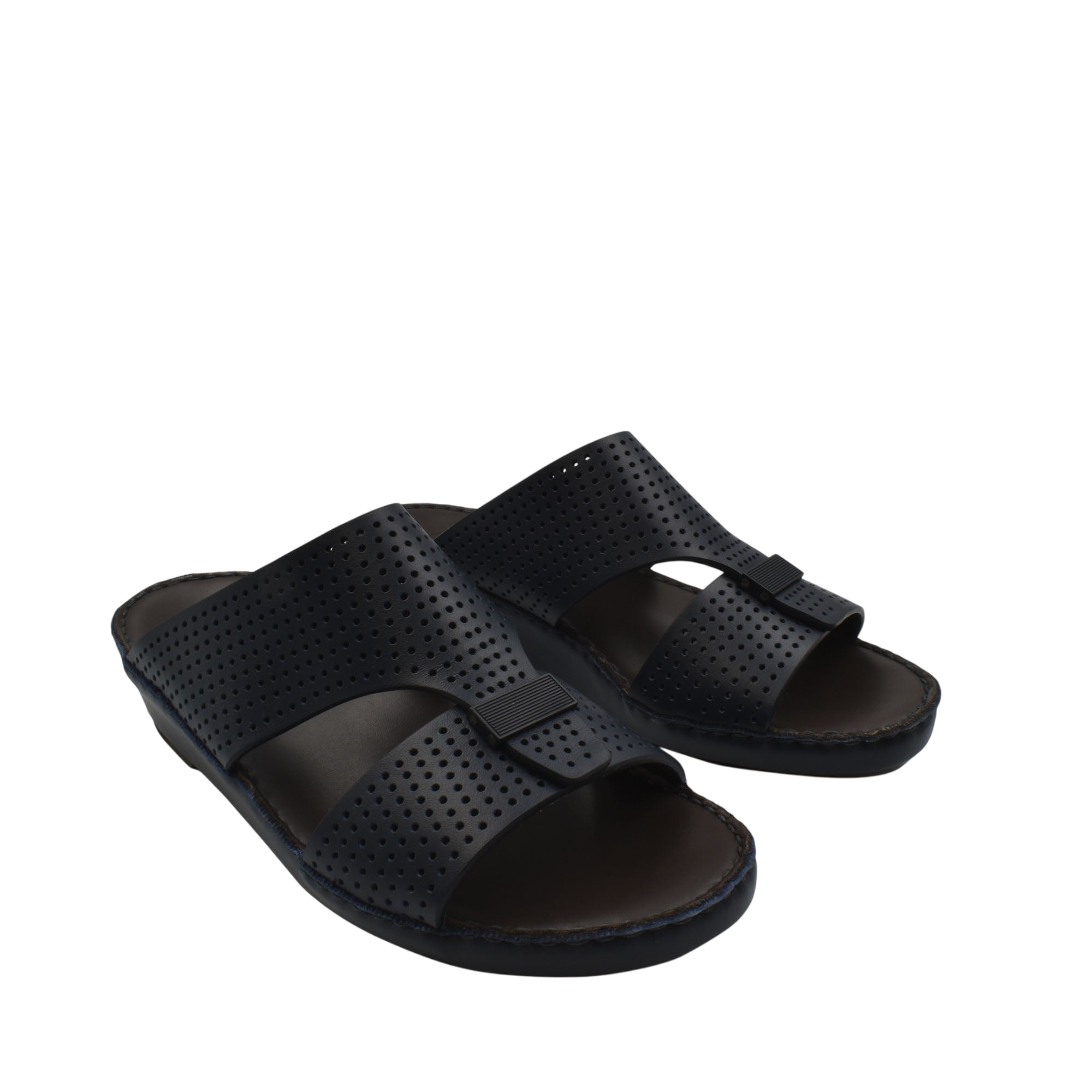 Black perforated Cerchio Gomato sandals with double straps and cushioned sole for comfort