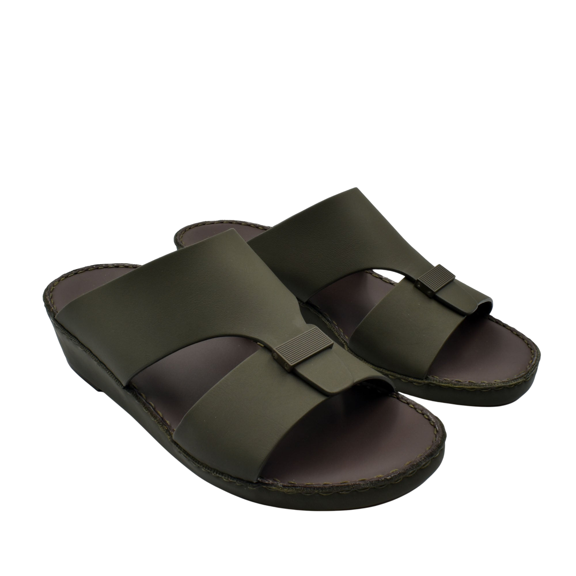 Olive green Cerchio Gomato sandals with wide straps and cushioned soles for comfortable wear