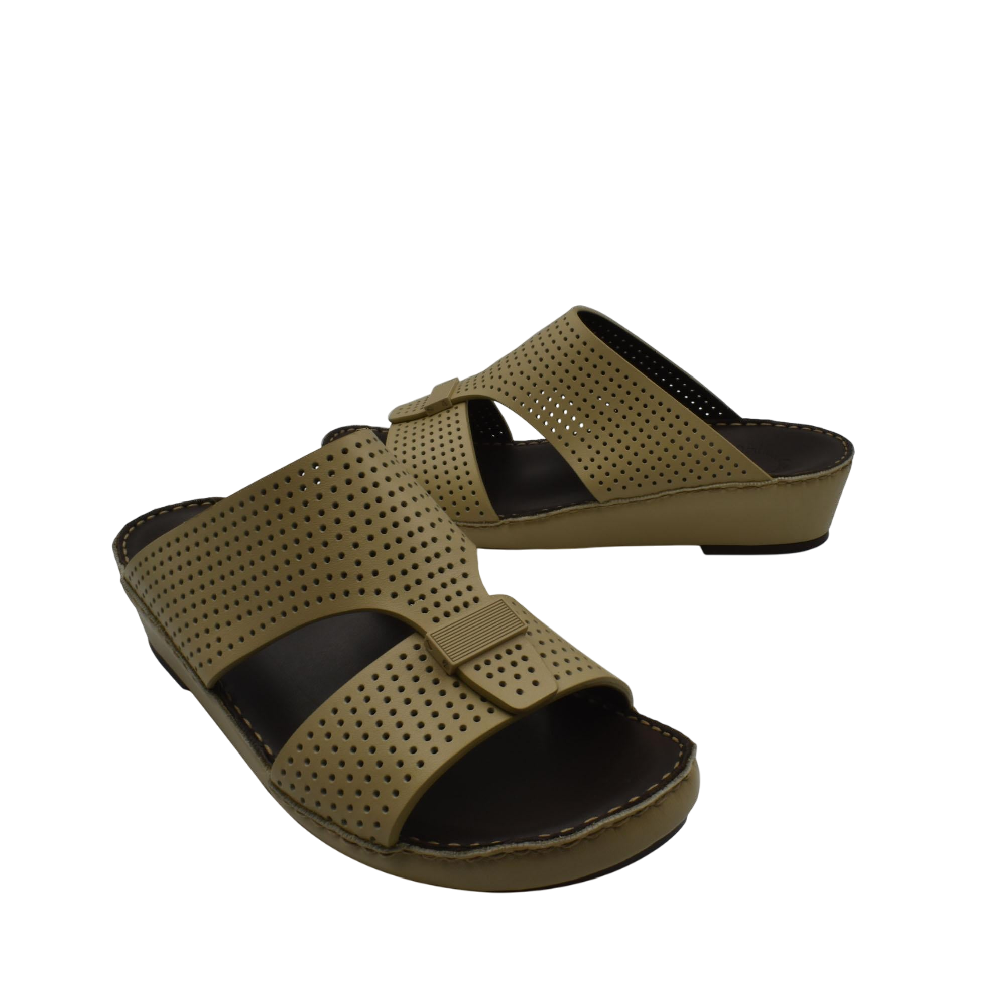 Beige Cerchio Gomato sandals with perforated straps and cushioned sole for comfortable wear