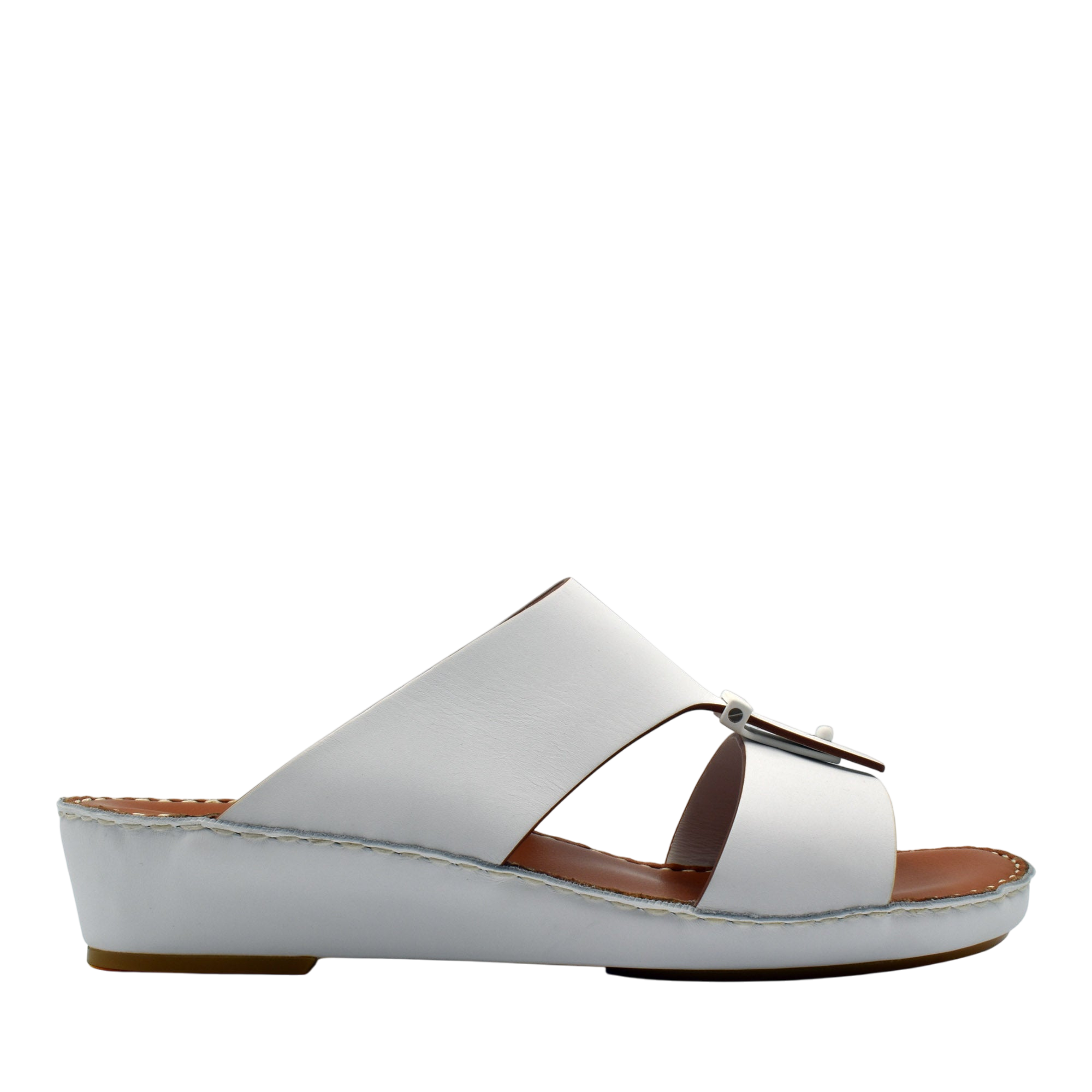 White Cinghia Sacoche sandals with cushioned sole and adjustable buckle from Private Collection