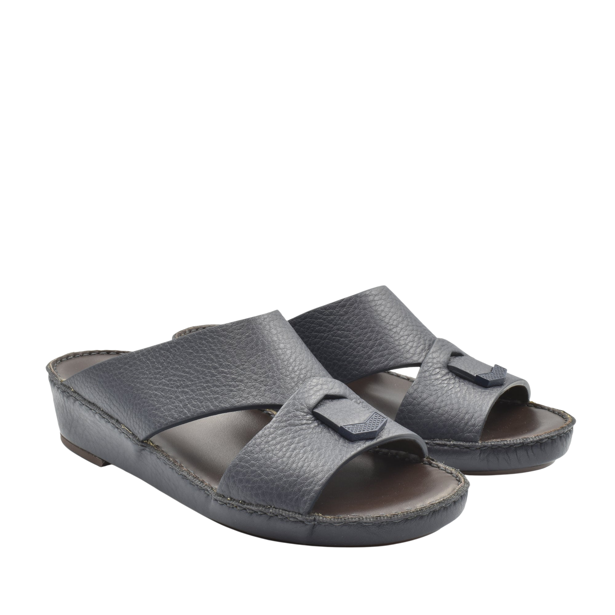 Black luxury leather sandals with open toe and cushioned sole from Private Collection