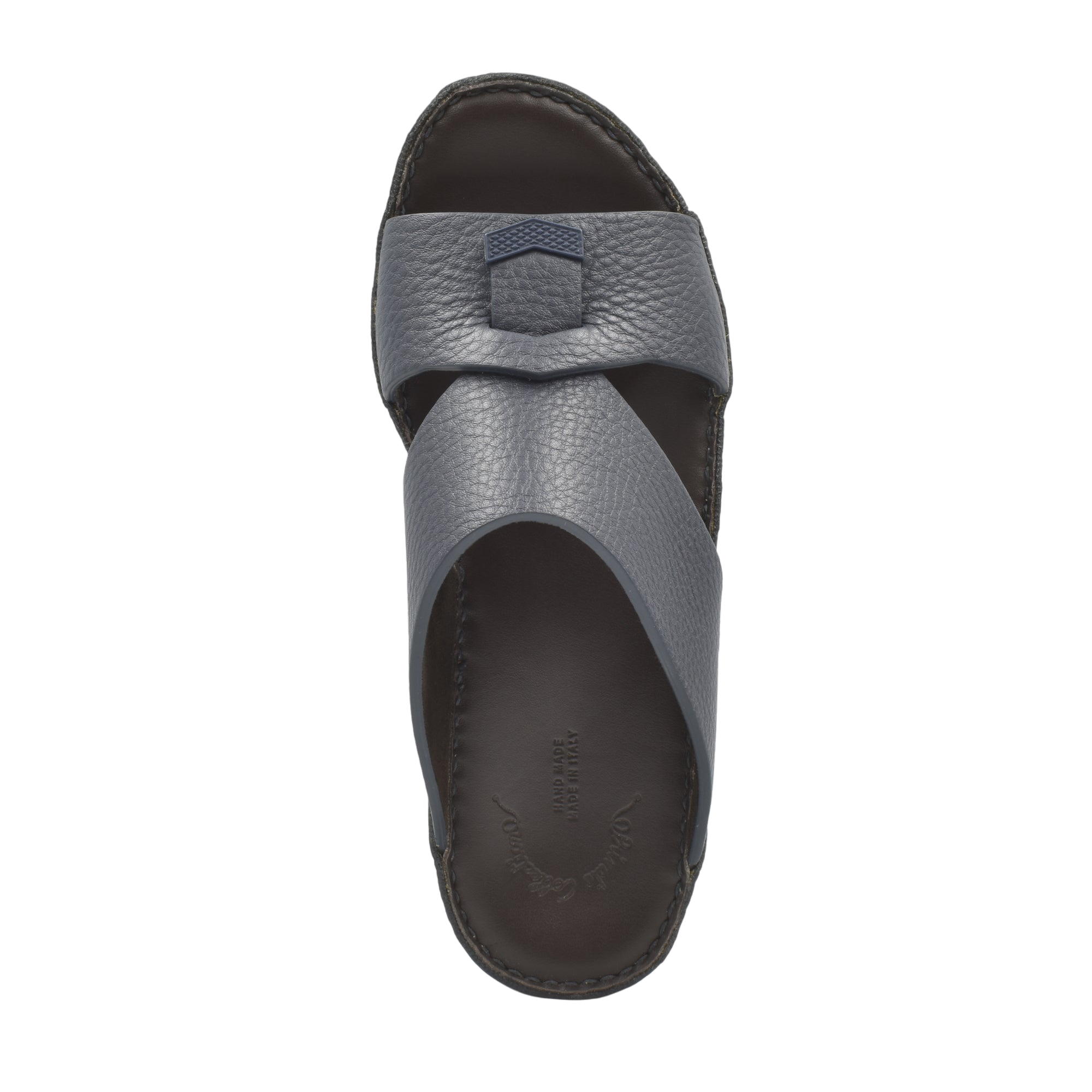 Private Collection luxury leather sandals in gray with textured straps and cushioned sole