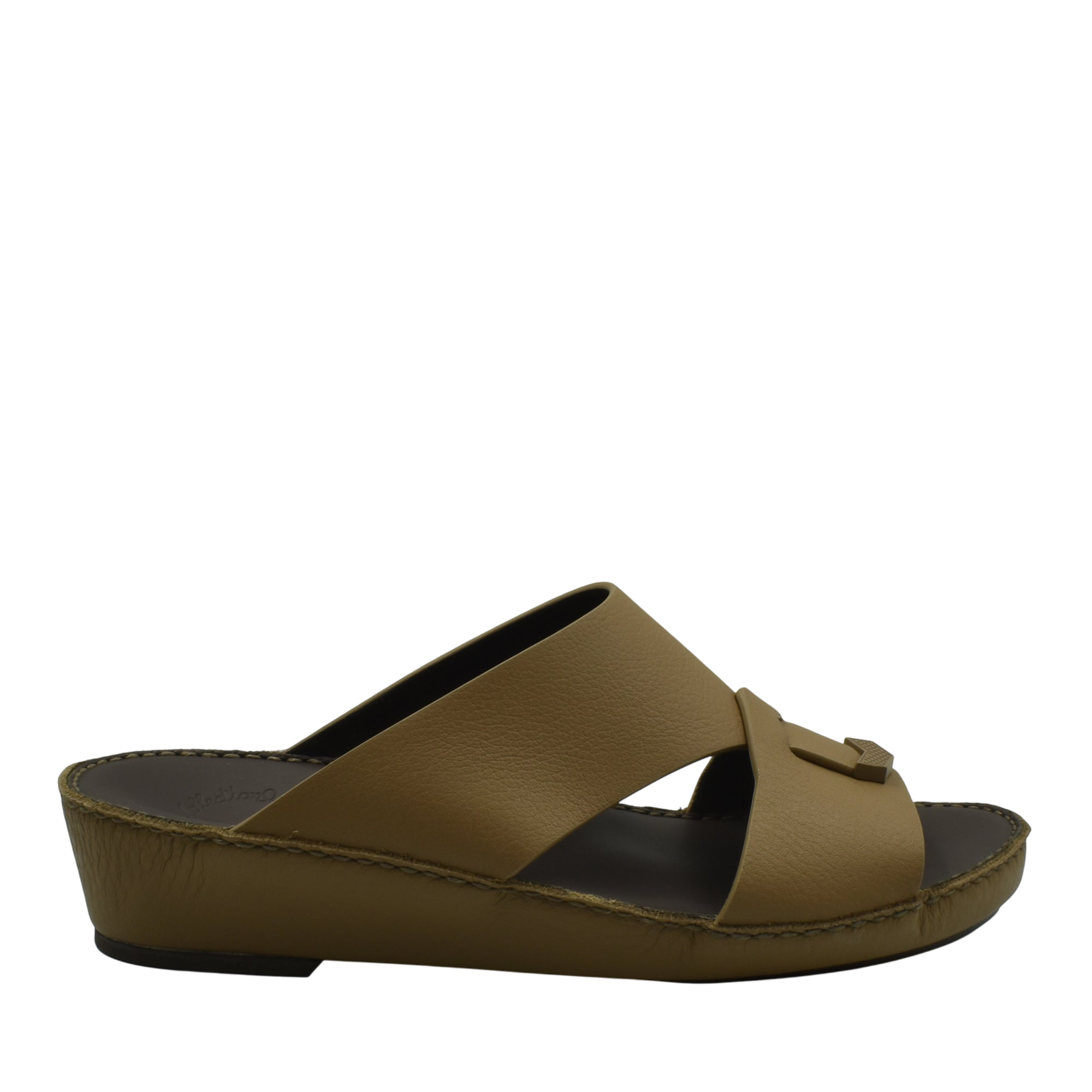 Private Collection luxury leather sandals in tan with a wedge sole and open toe design