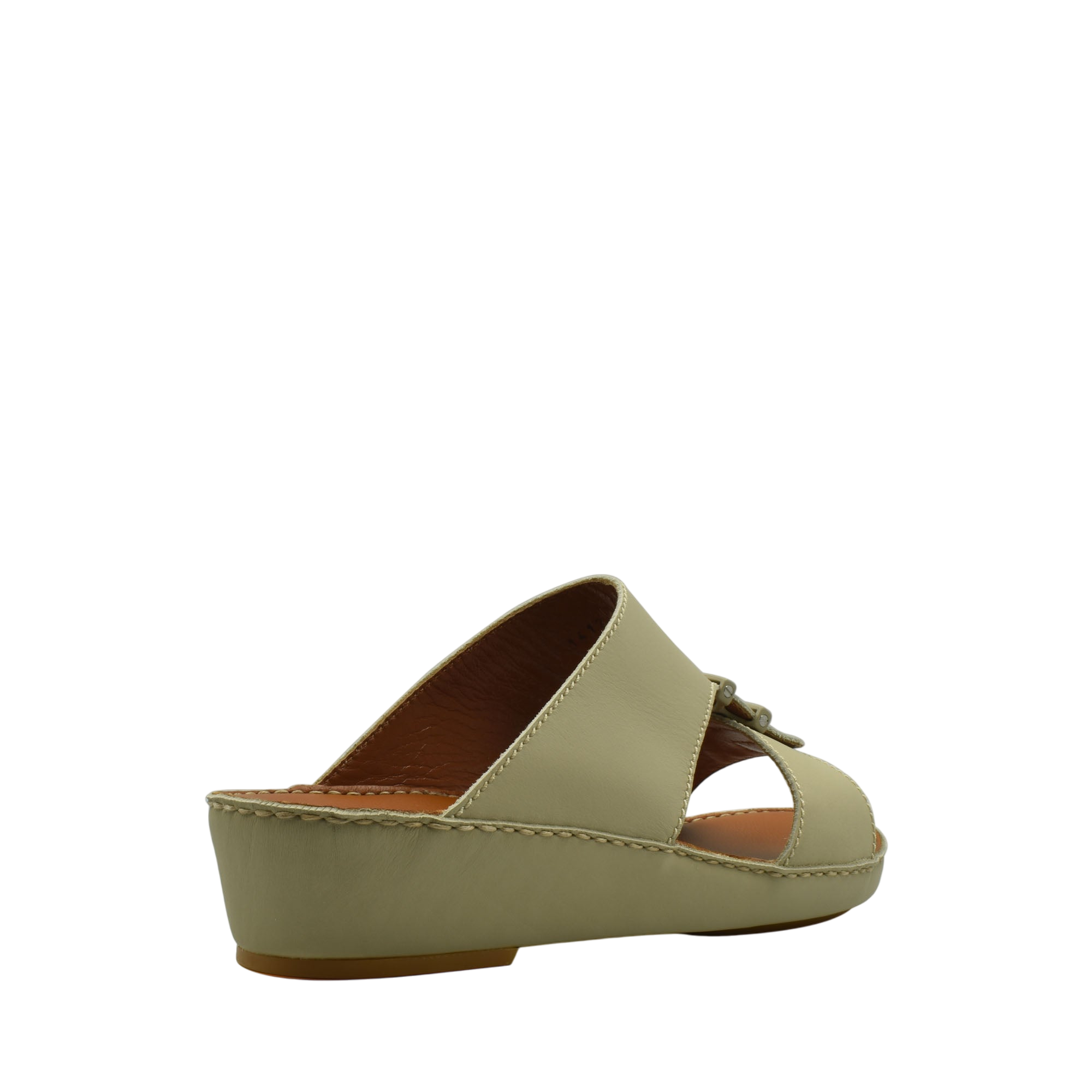 Beige comfortable rubber sandals with cushioned wedge sole and open toe design