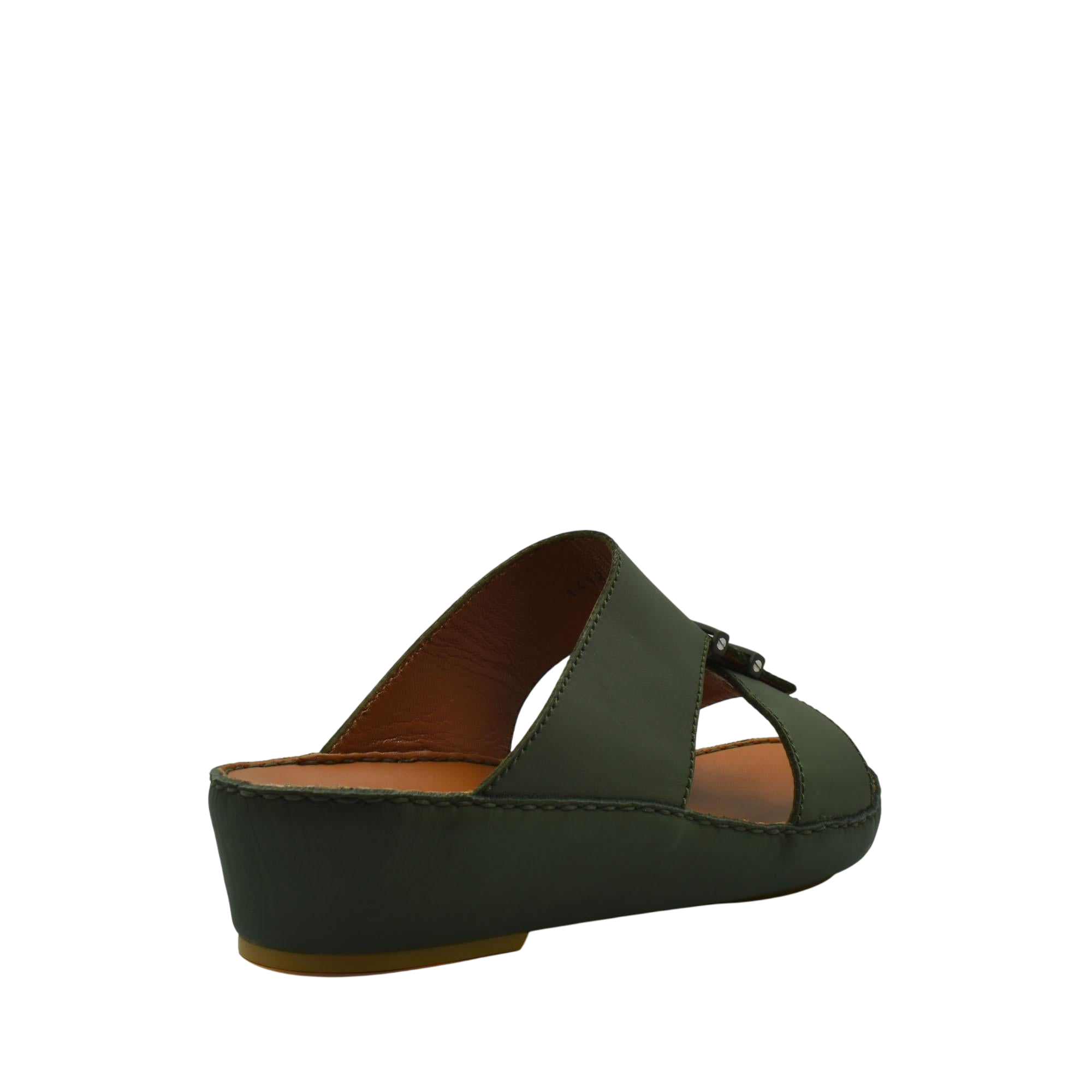 Green slip-on comfortable rubber sandals with a wedge heel and open toe design