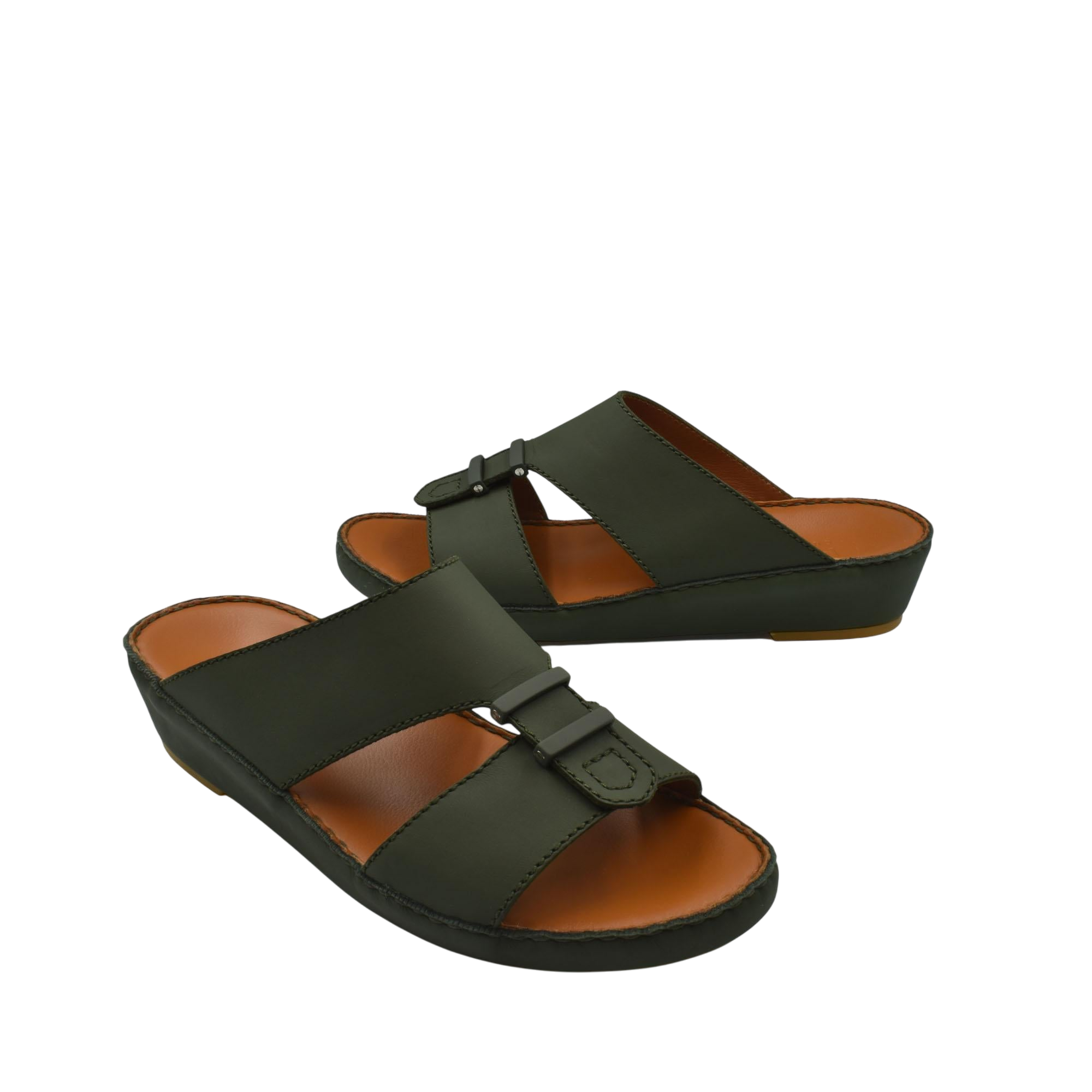 Black comfortable rubber sandals with adjustable strap and cushioned brown footbed for everyday wear