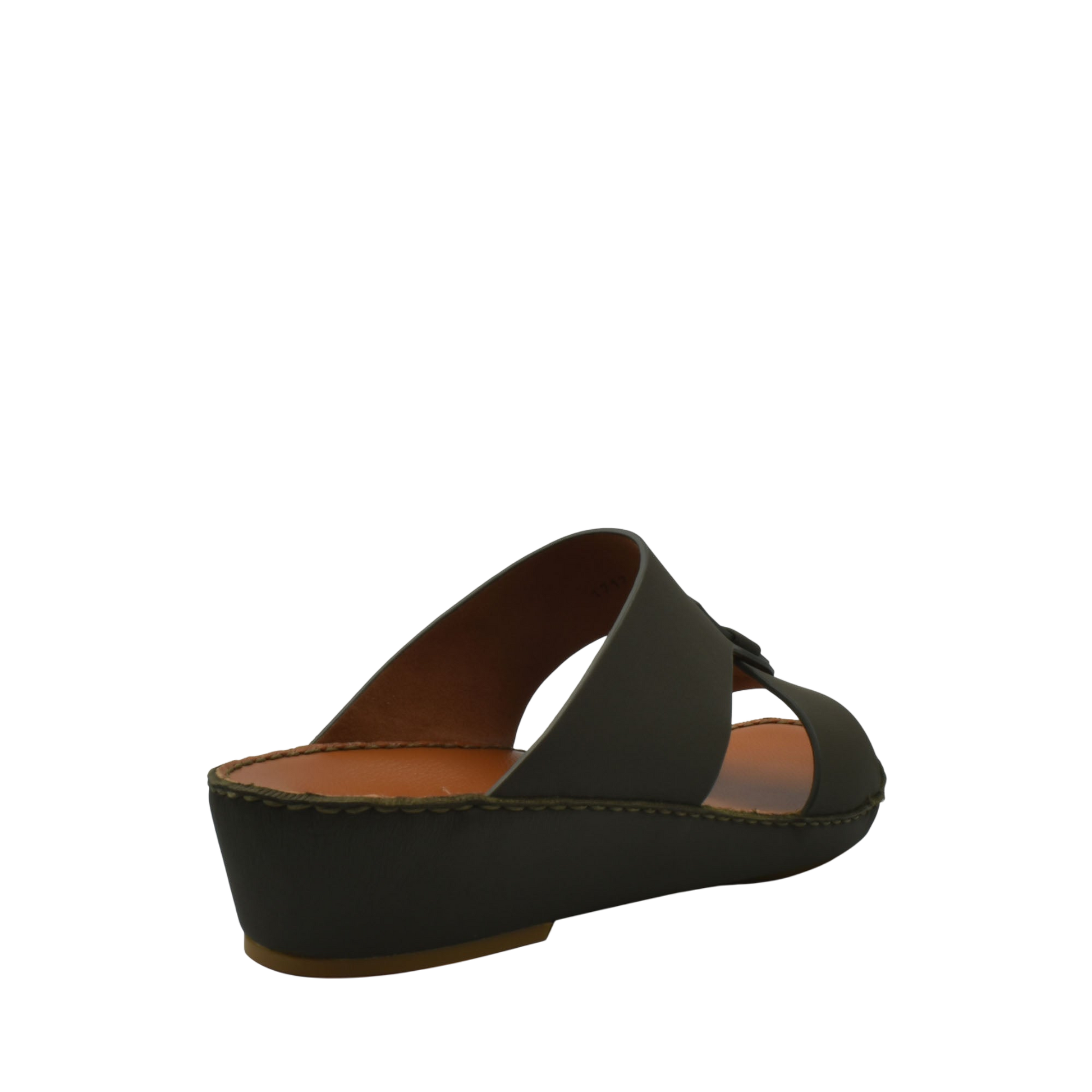 Black comfortable rubber slides with a low wedge heel and open toe design