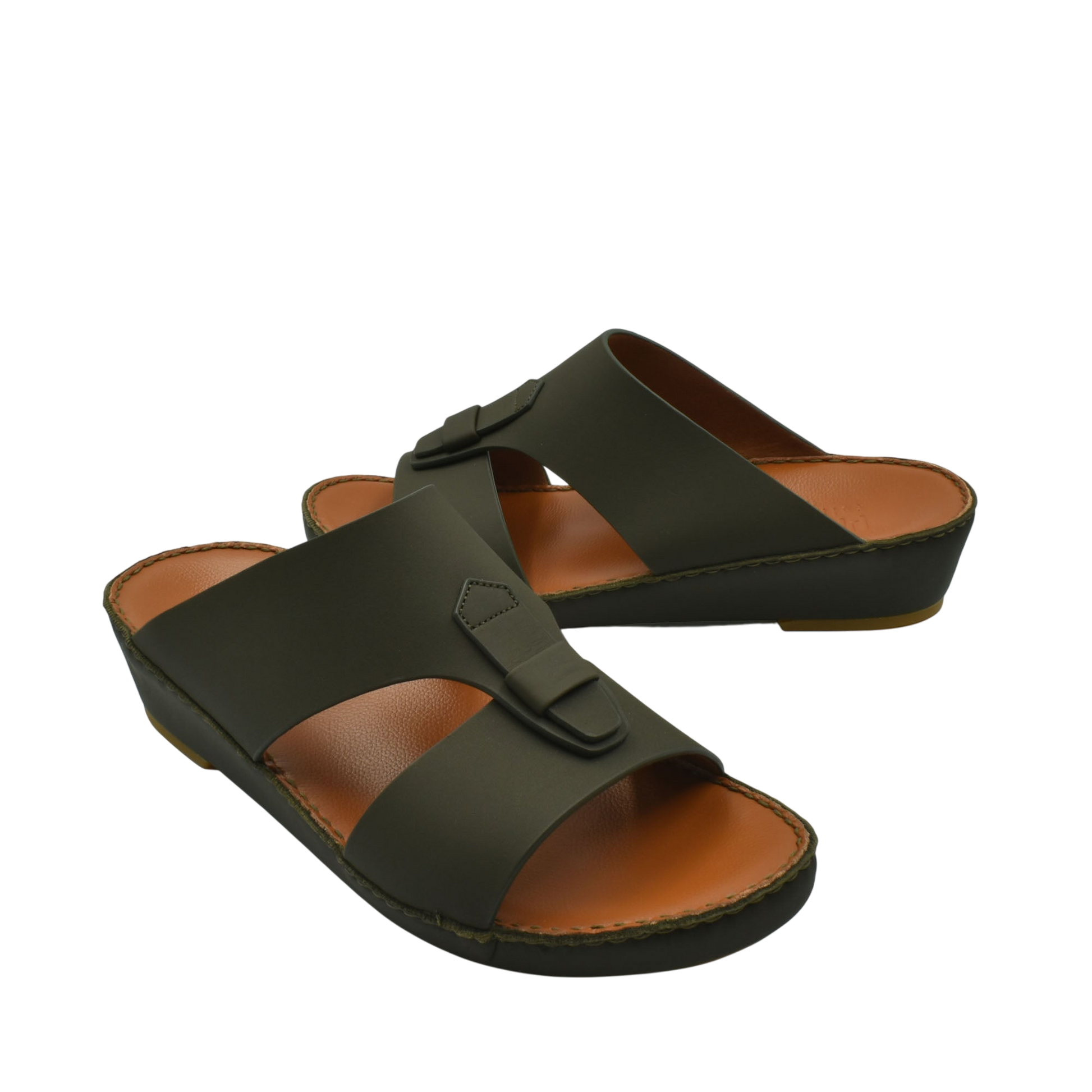 Comfortable rubber slides with brown cushioned footbed and black adjustable straps for easy wear