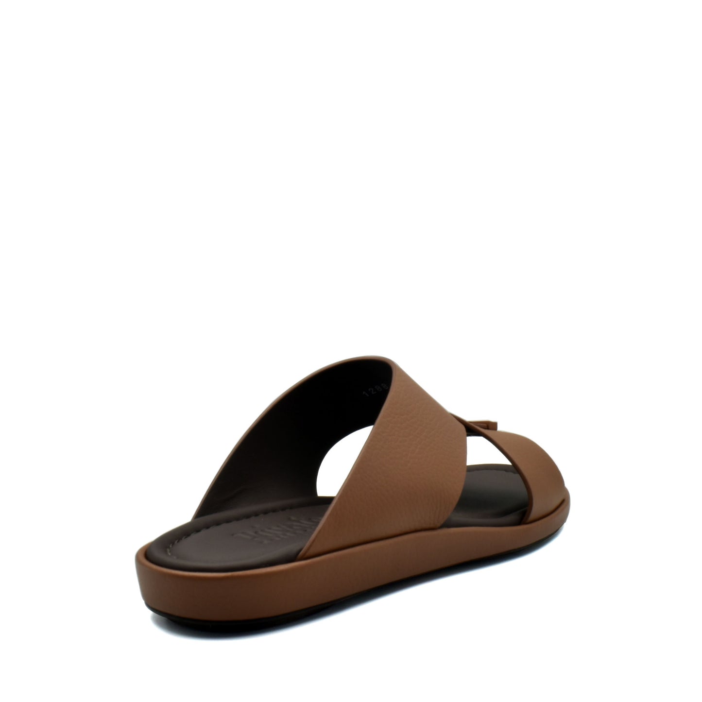 Brown comfortable stylish slides with a cushioned sole and cross strap design from Private Collection