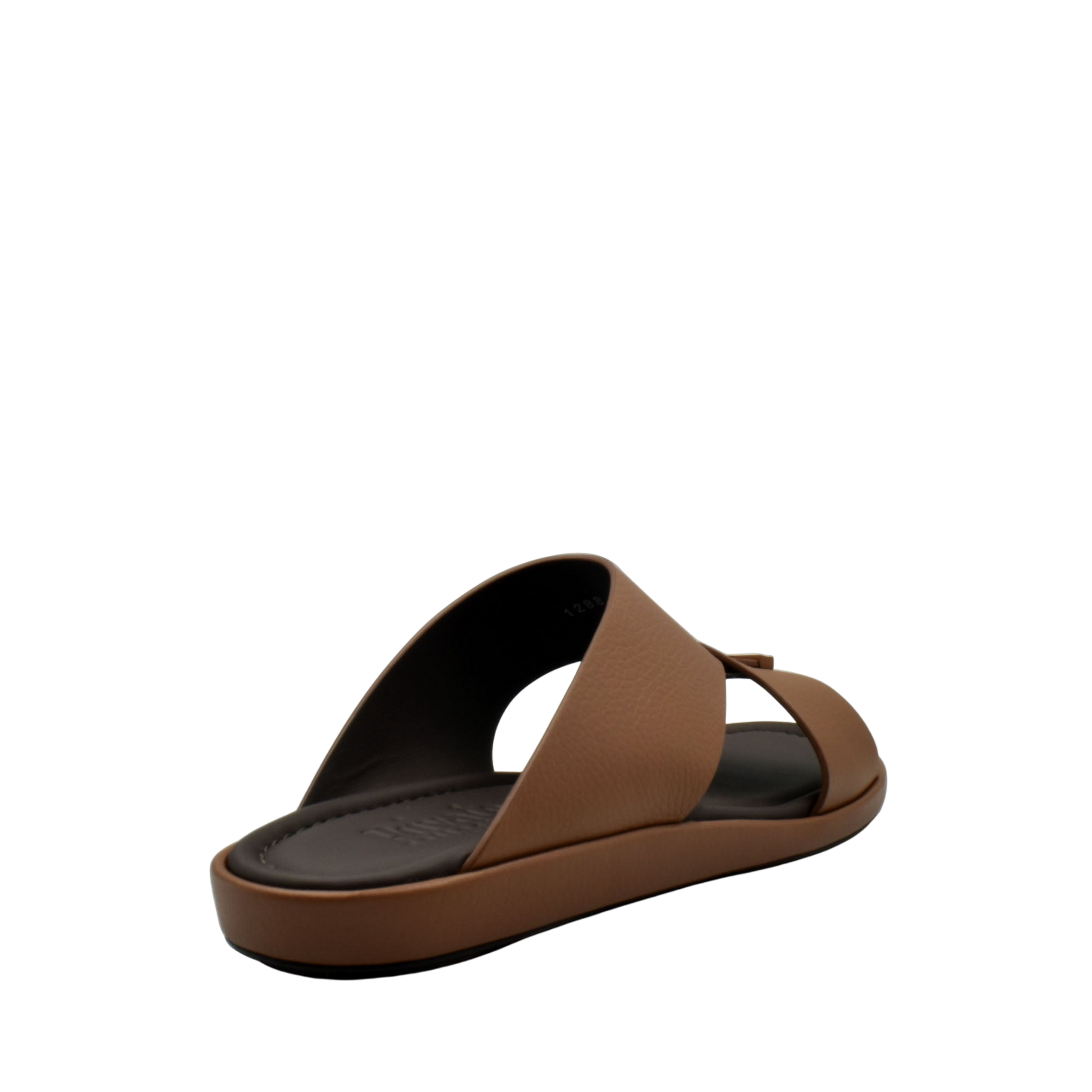 Brown comfortable stylish slides with a cushioned sole and cross strap design from Private Collection