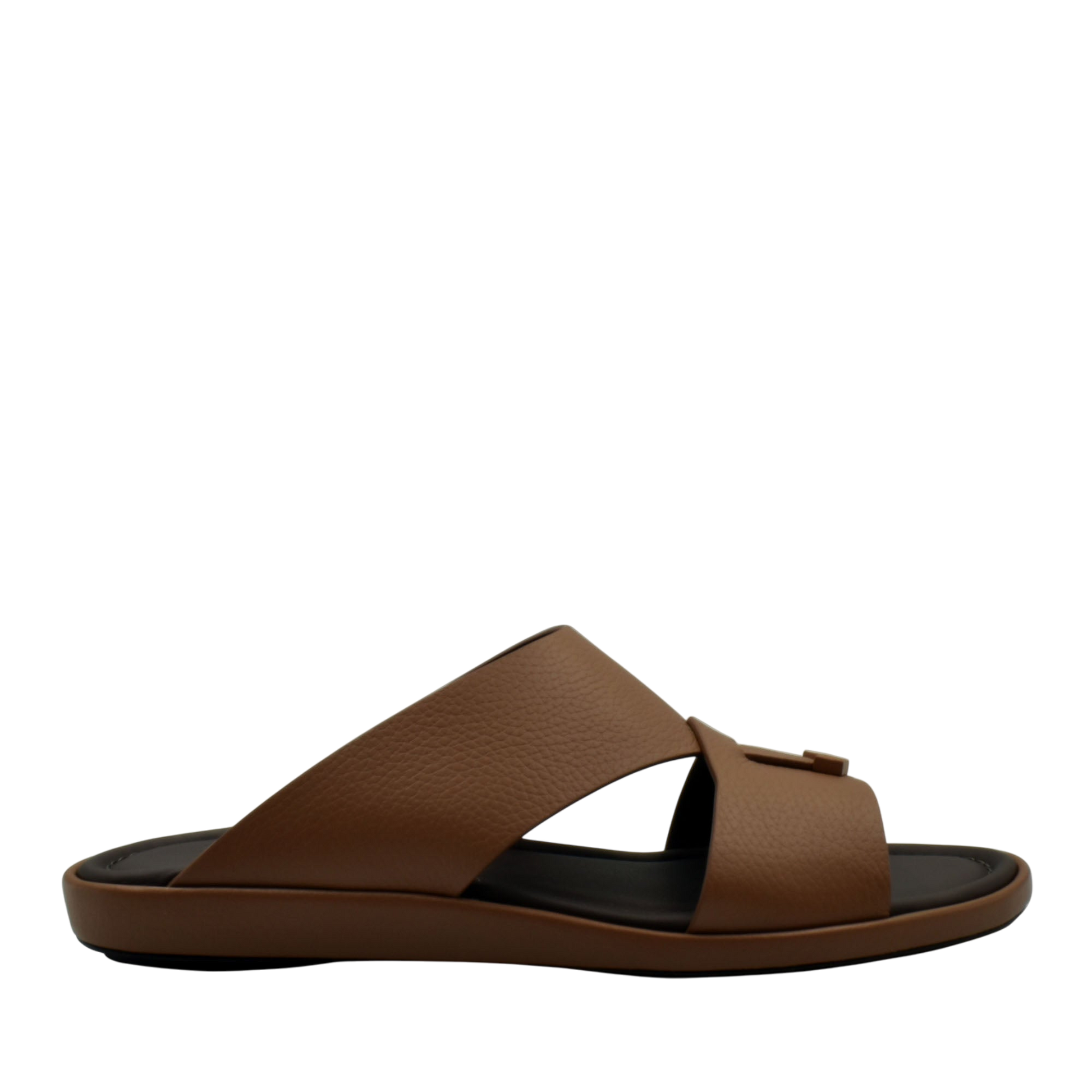 Brown comfortable stylish slides with wide straps and cushioned sole from private collection