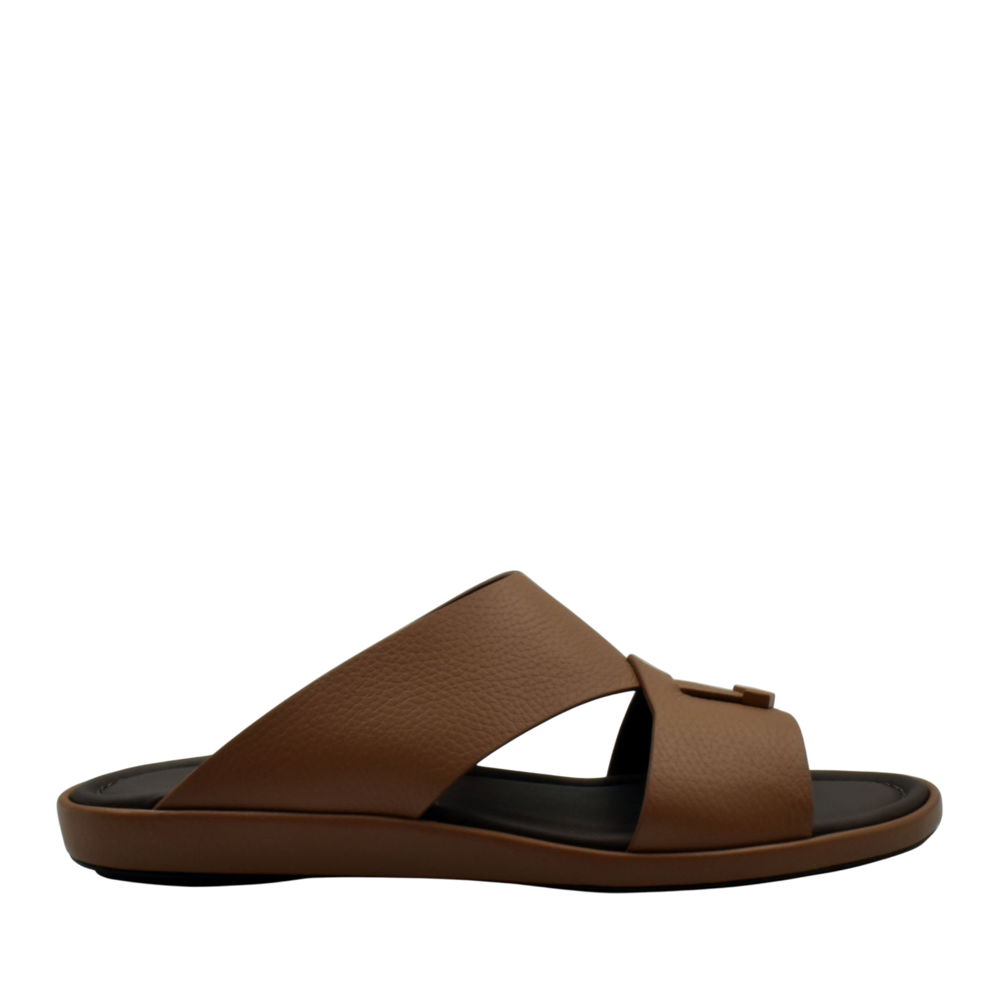 Brown comfortable stylish slides with wide straps and cushioned sole from private collection