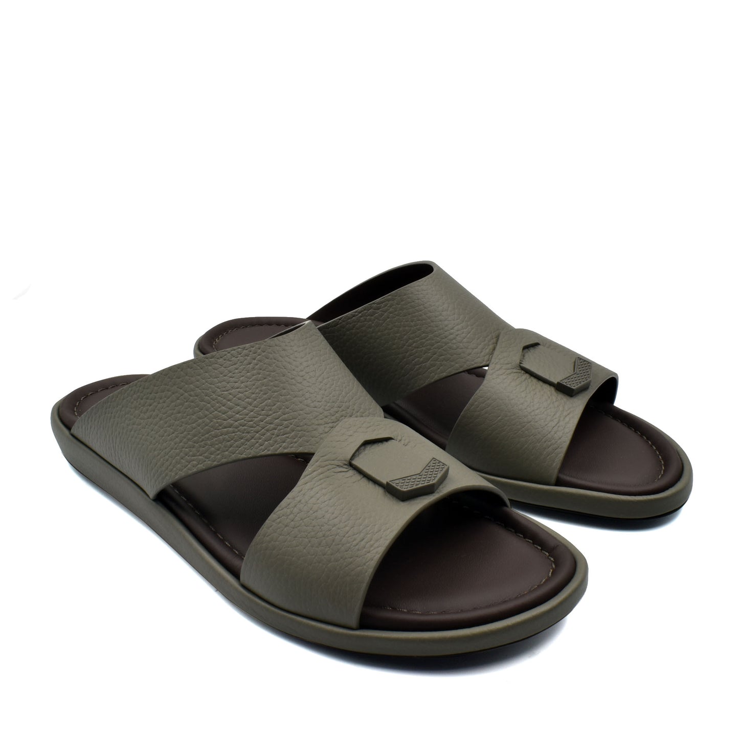 Comfortable stylish slides in green with cushioned sole and wide strap for casual wear