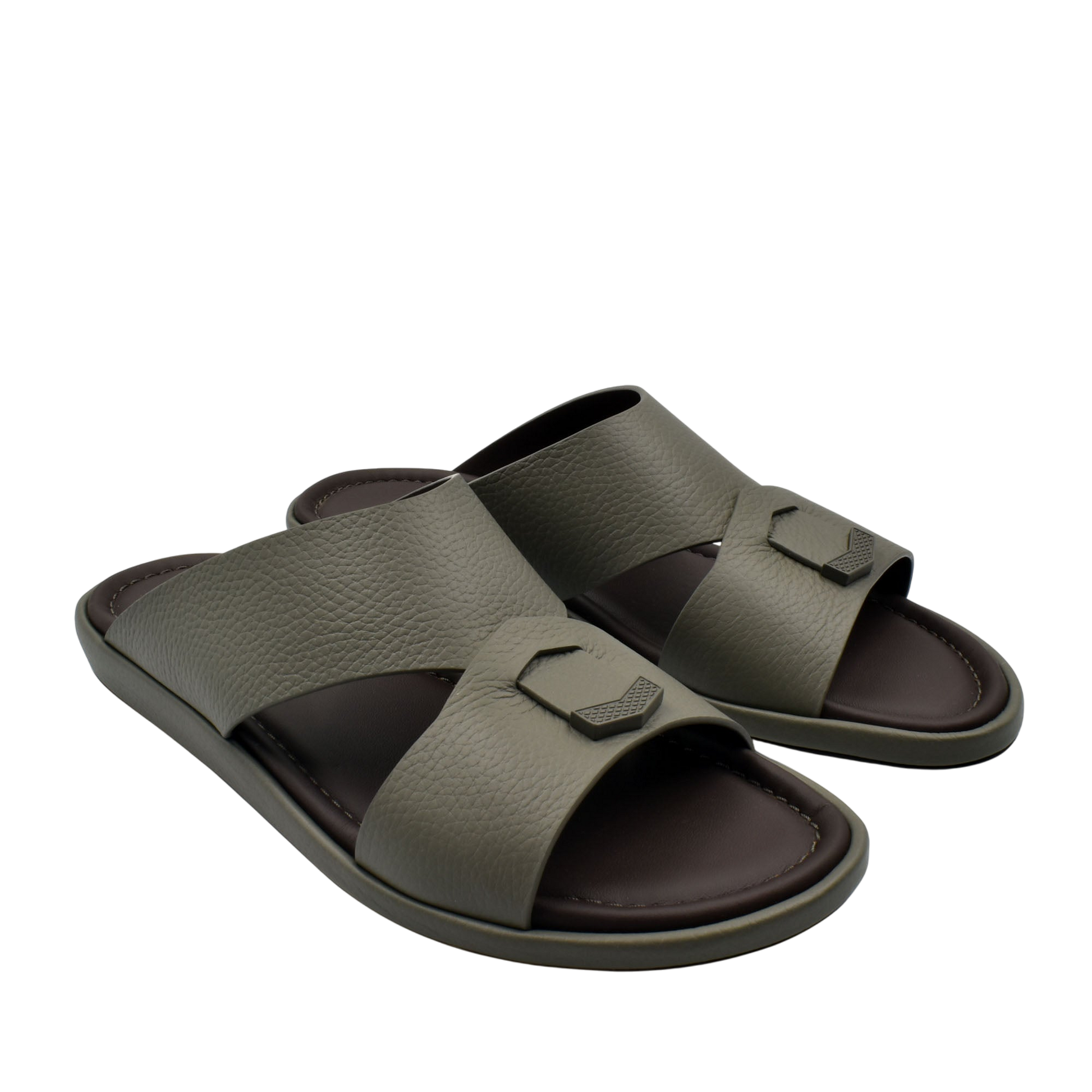 Comfortable stylish slides in green with cushioned sole and wide strap for casual wear