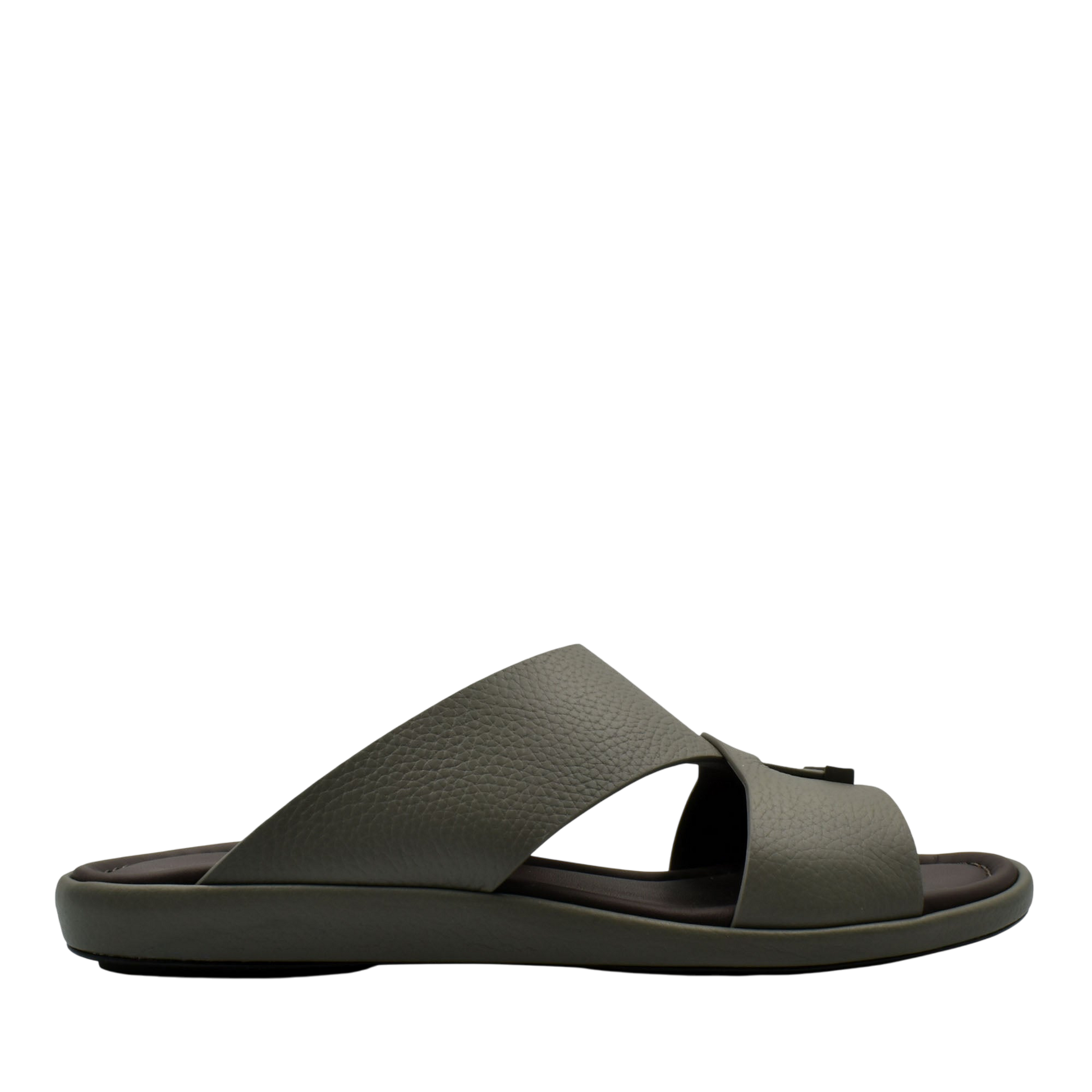 Comfortable stylish slides in muted olive with wide textured straps and cushioned sole