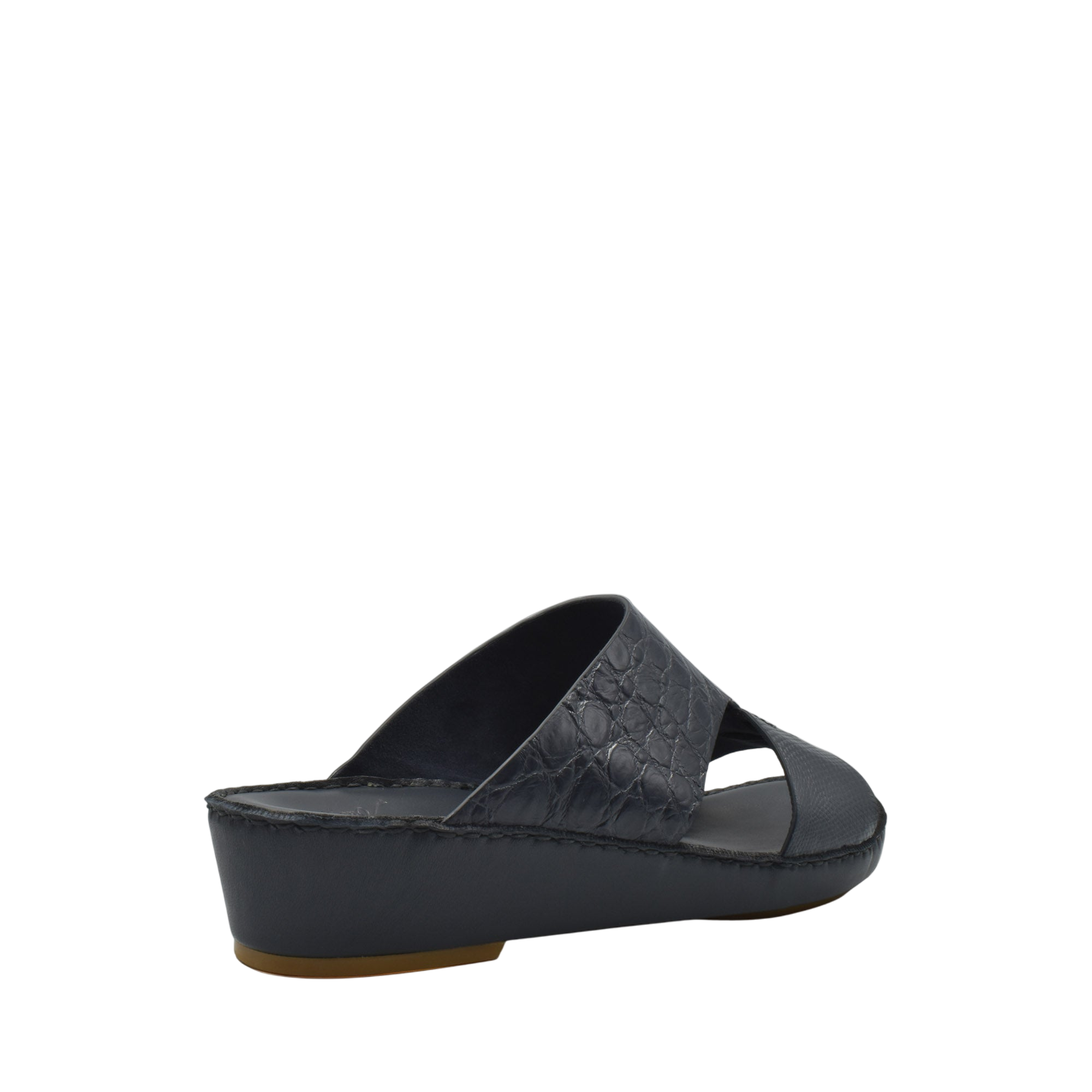 Black Crocodile Lizard Leather Sandals with open toe and wedge heel from Private Collection