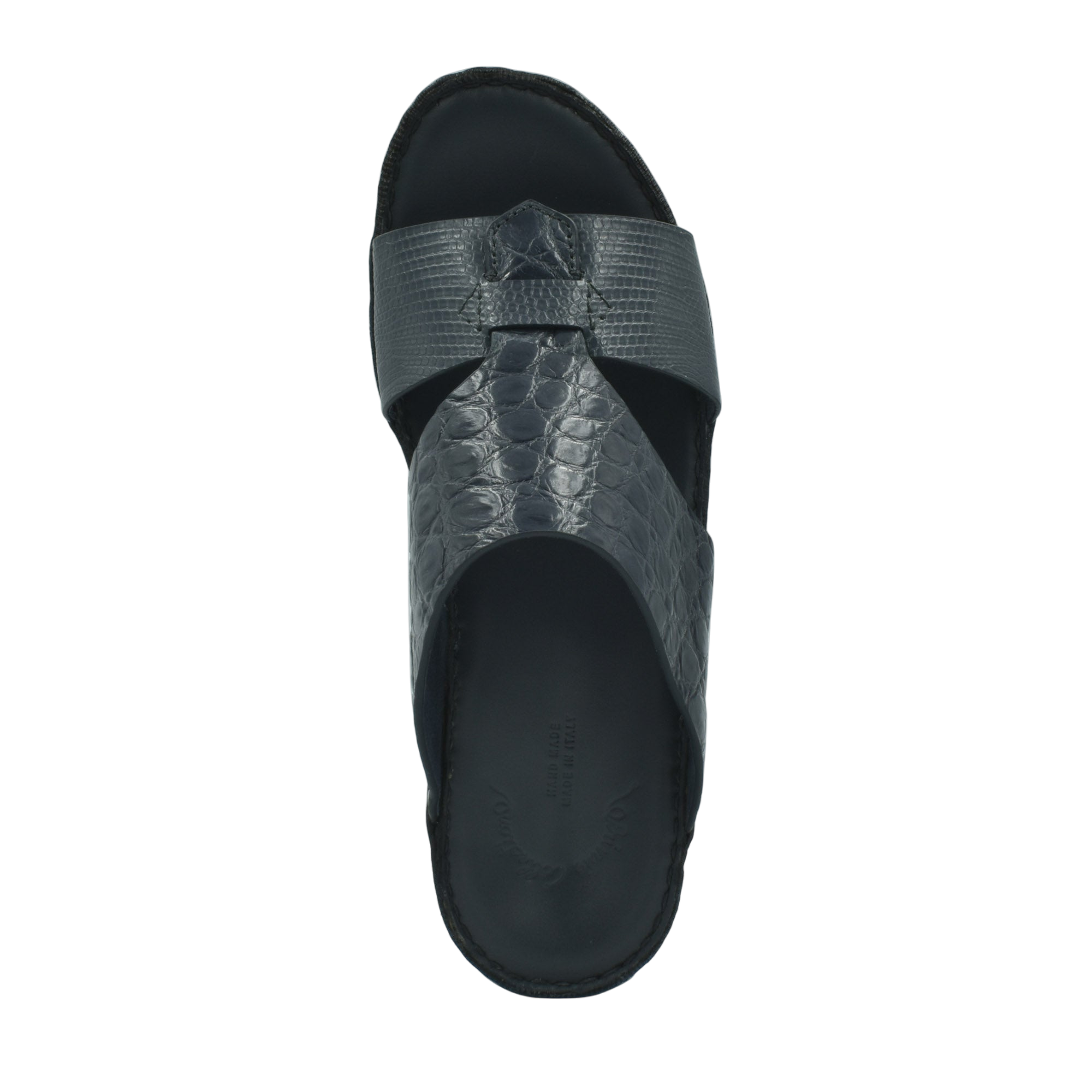 Black Crocodile Lizard Leather Sandals with textured straps from Private Collection