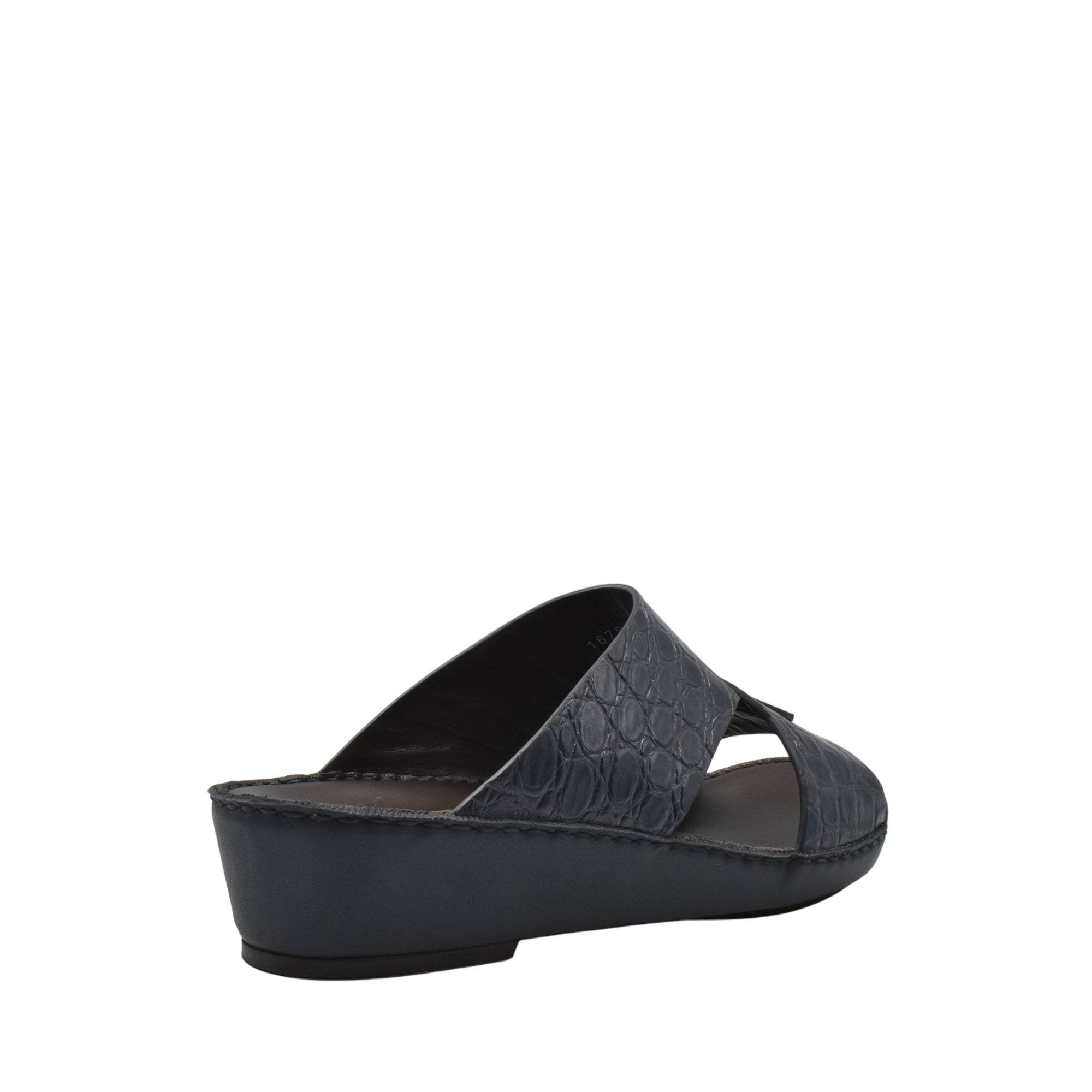 Black crocodile sandals for men with wedge sole and textured upper from Private Collection