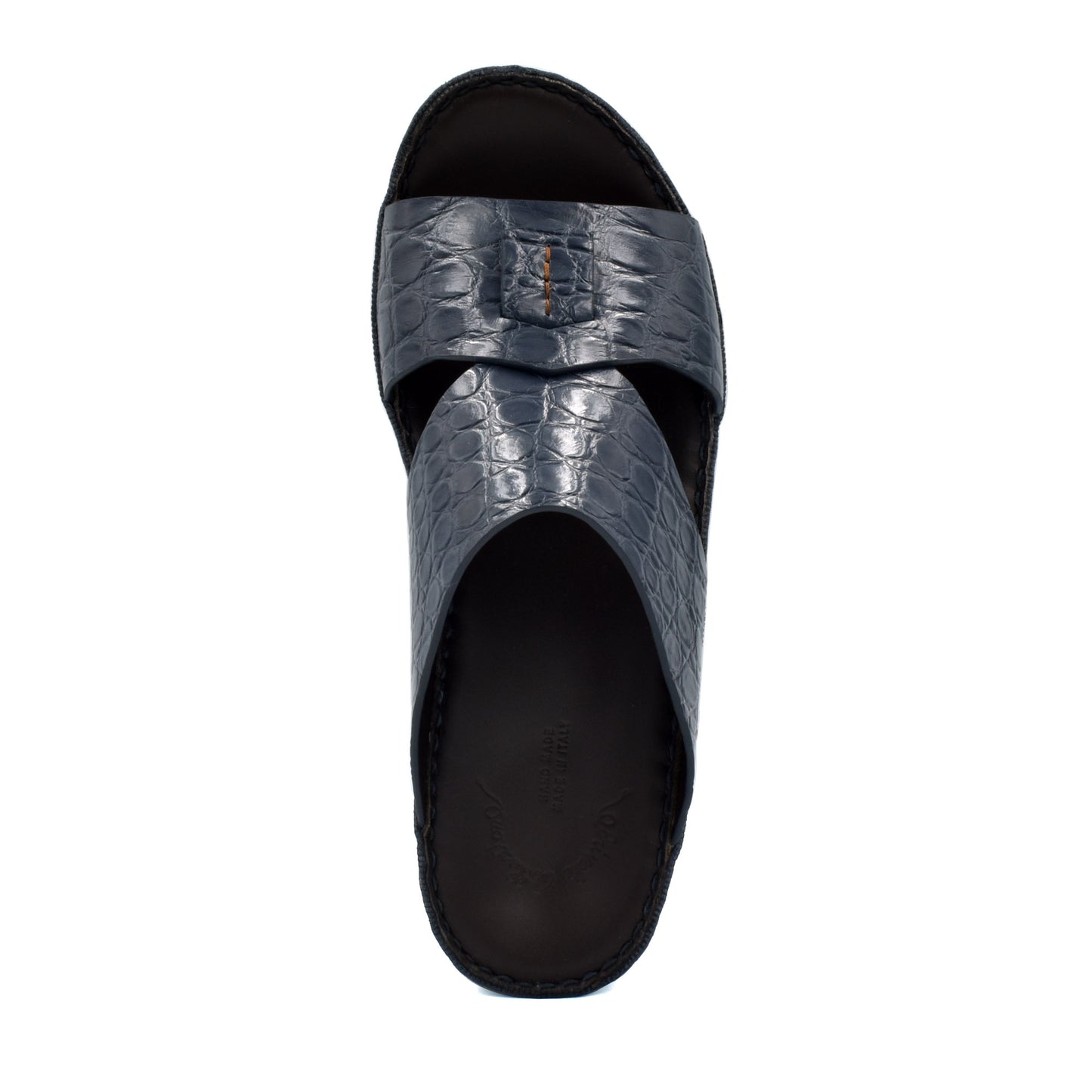 Private Collection crocodile sandals for men in black with textured leather upper and open toe design