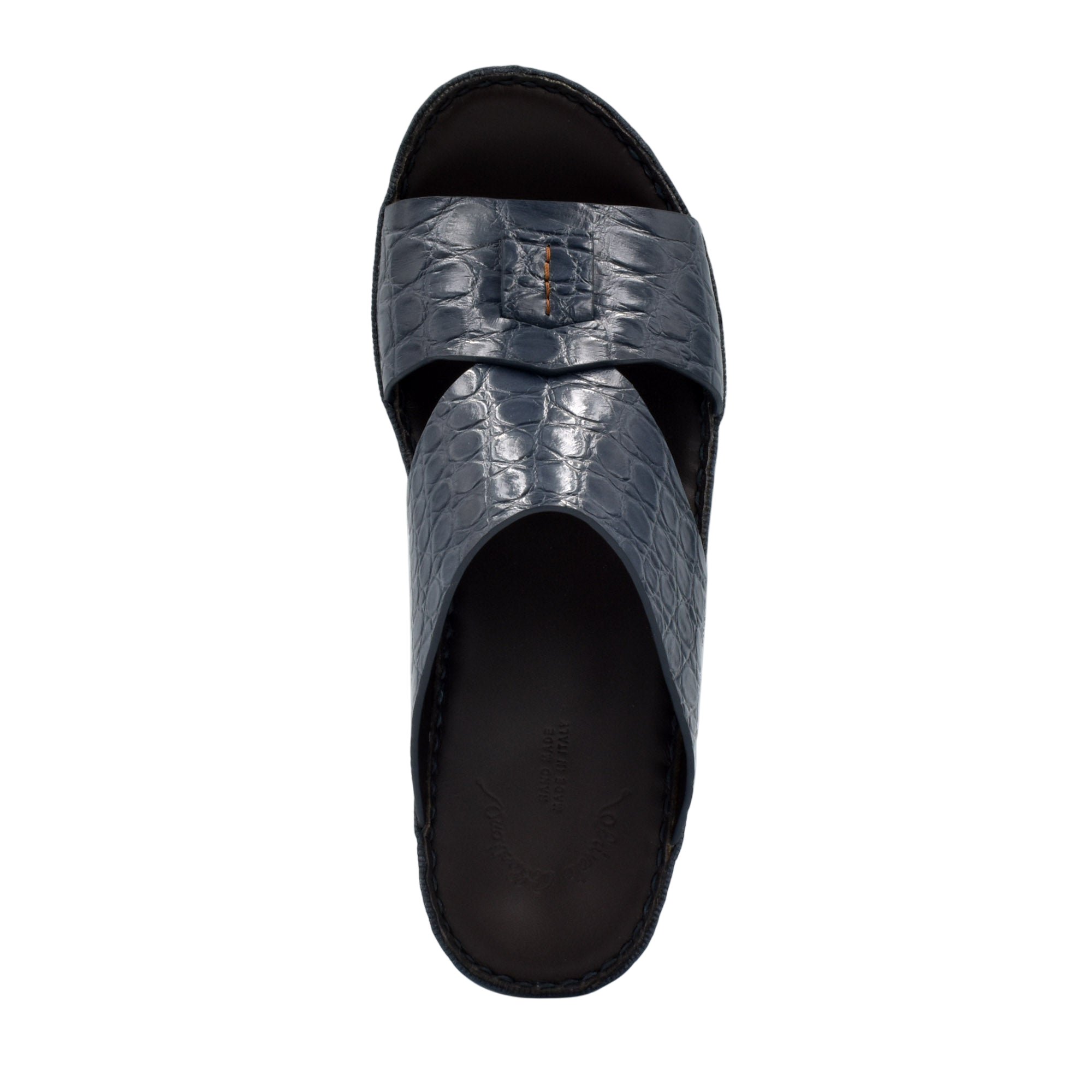 Private Collection crocodile sandals for men in black with textured leather upper and open toe design