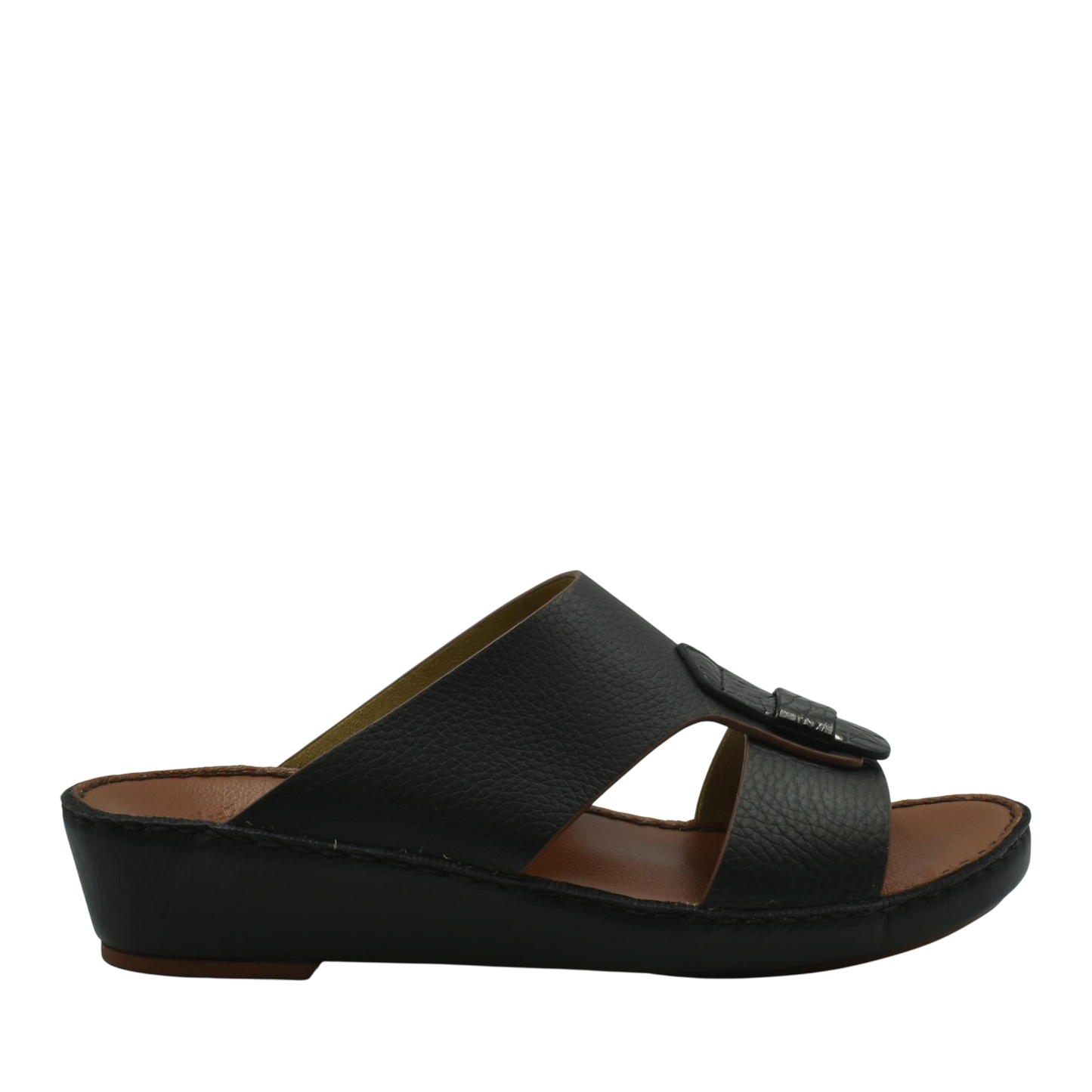 Black Deercalf Croco footwear slip-on sandal with cushioned sole and adjustable strap
