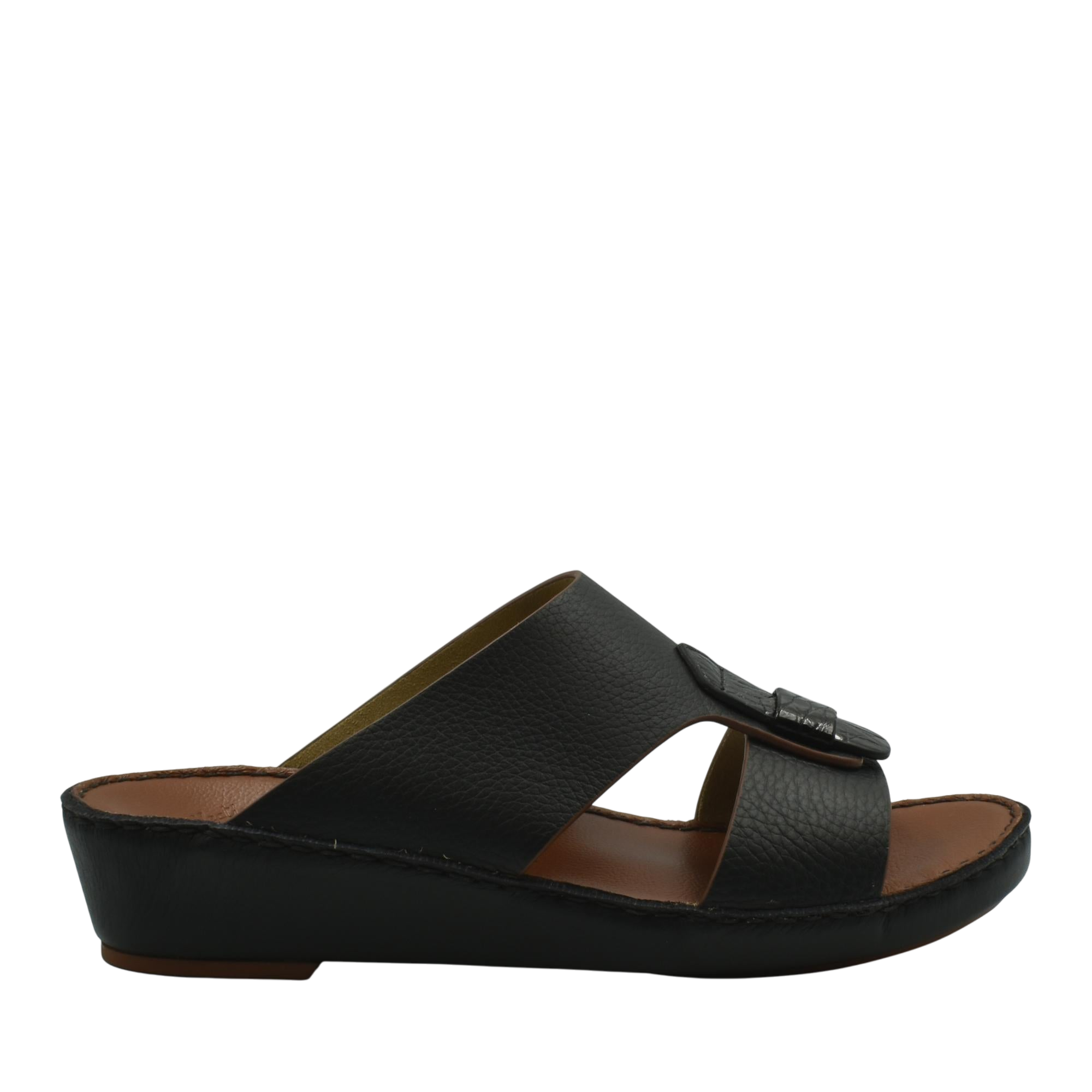 Black Deercalf Croco footwear slip-on sandal with cushioned sole and adjustable strap