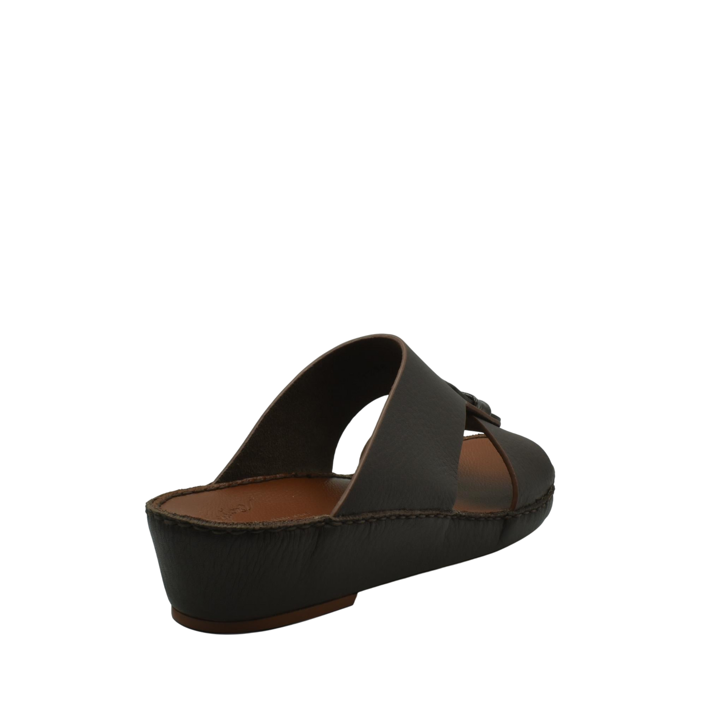 Black Deercalf Croco footwear slip-on sandal with leather sole and wedge heel from Private collection